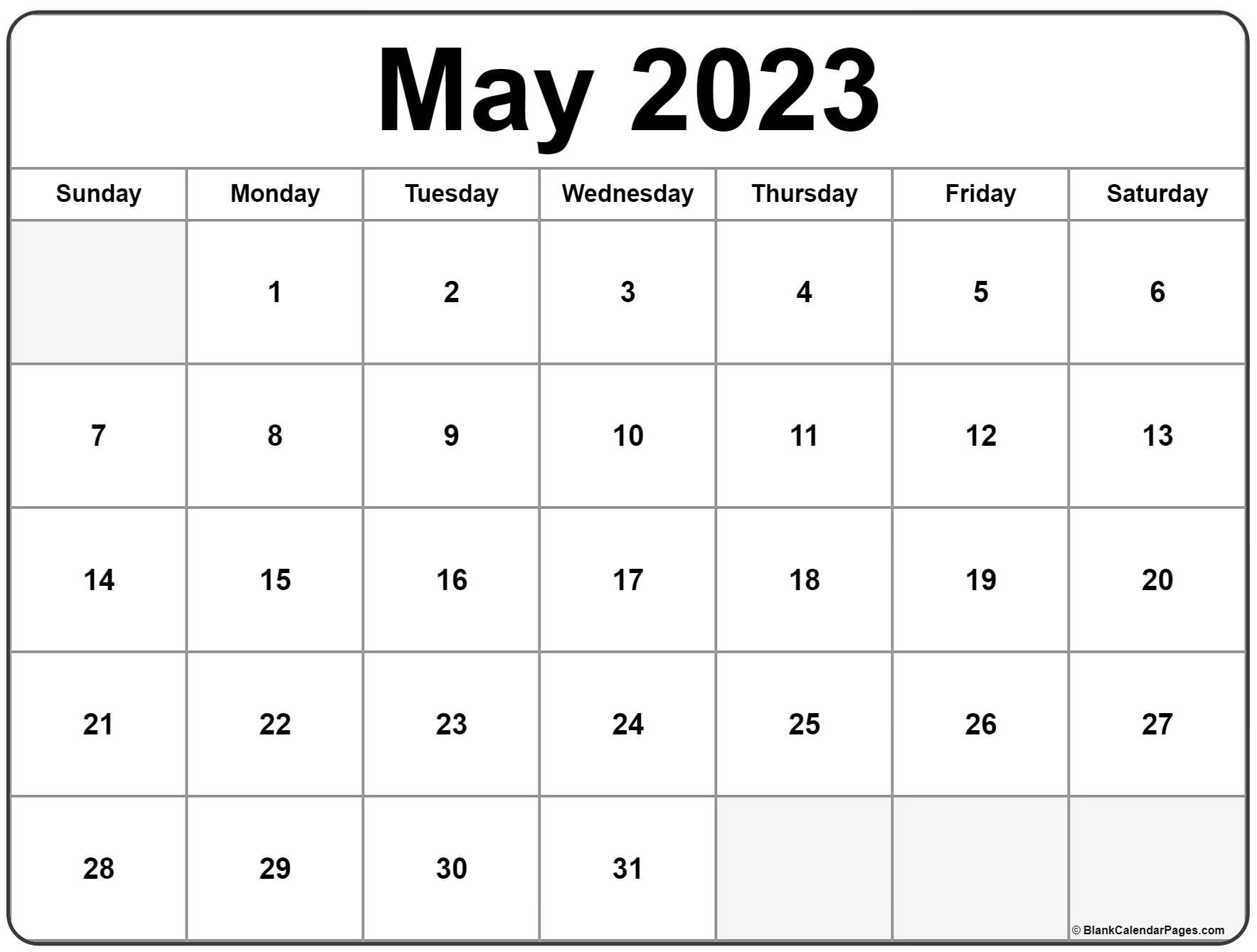 May 2023 Calendar Free Printable Calendar