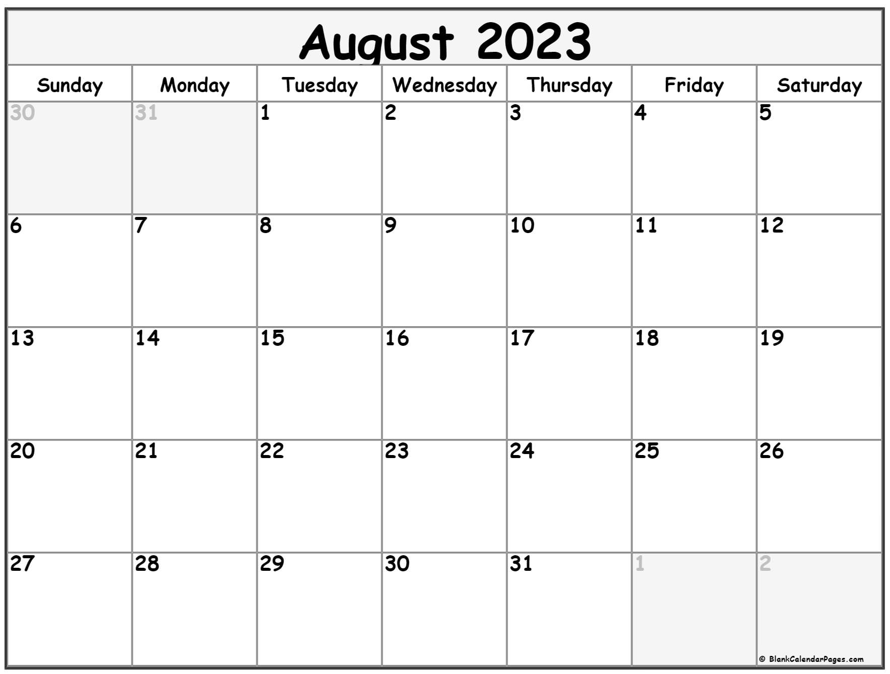 Free Printable August 2023 Calendar Template PELAJARAN