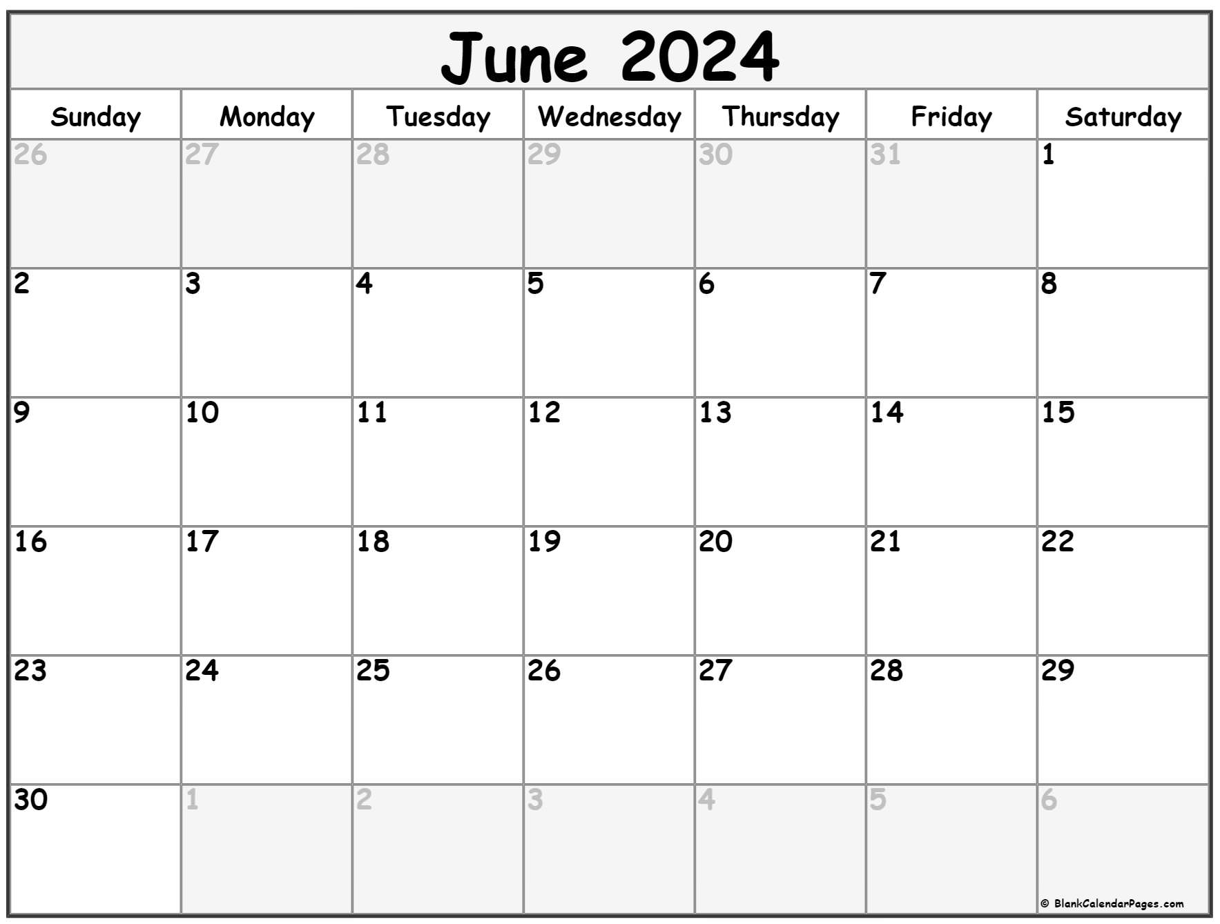 June 2024 calendar free printable calendar