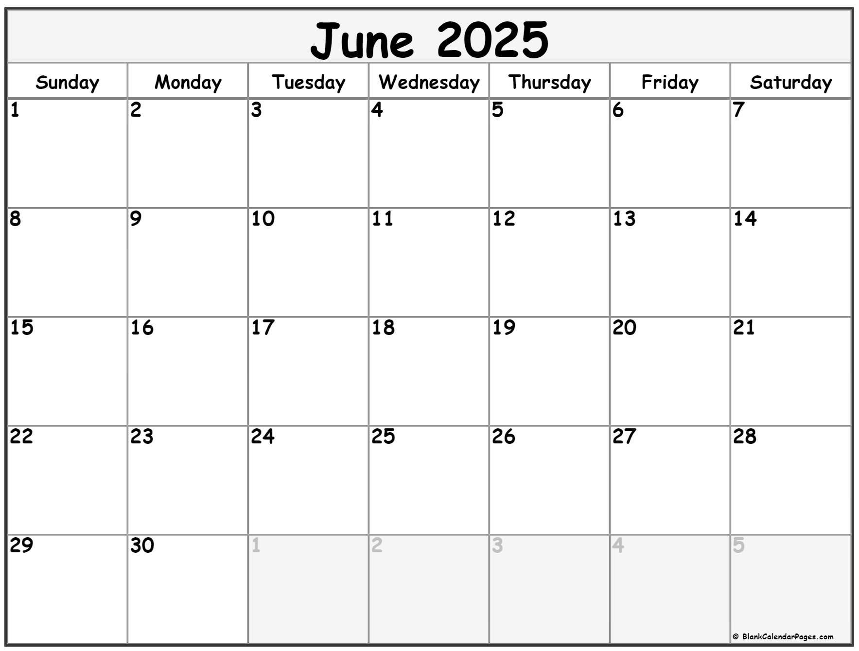 2025 June Calendar Printable Free Templates Printable 