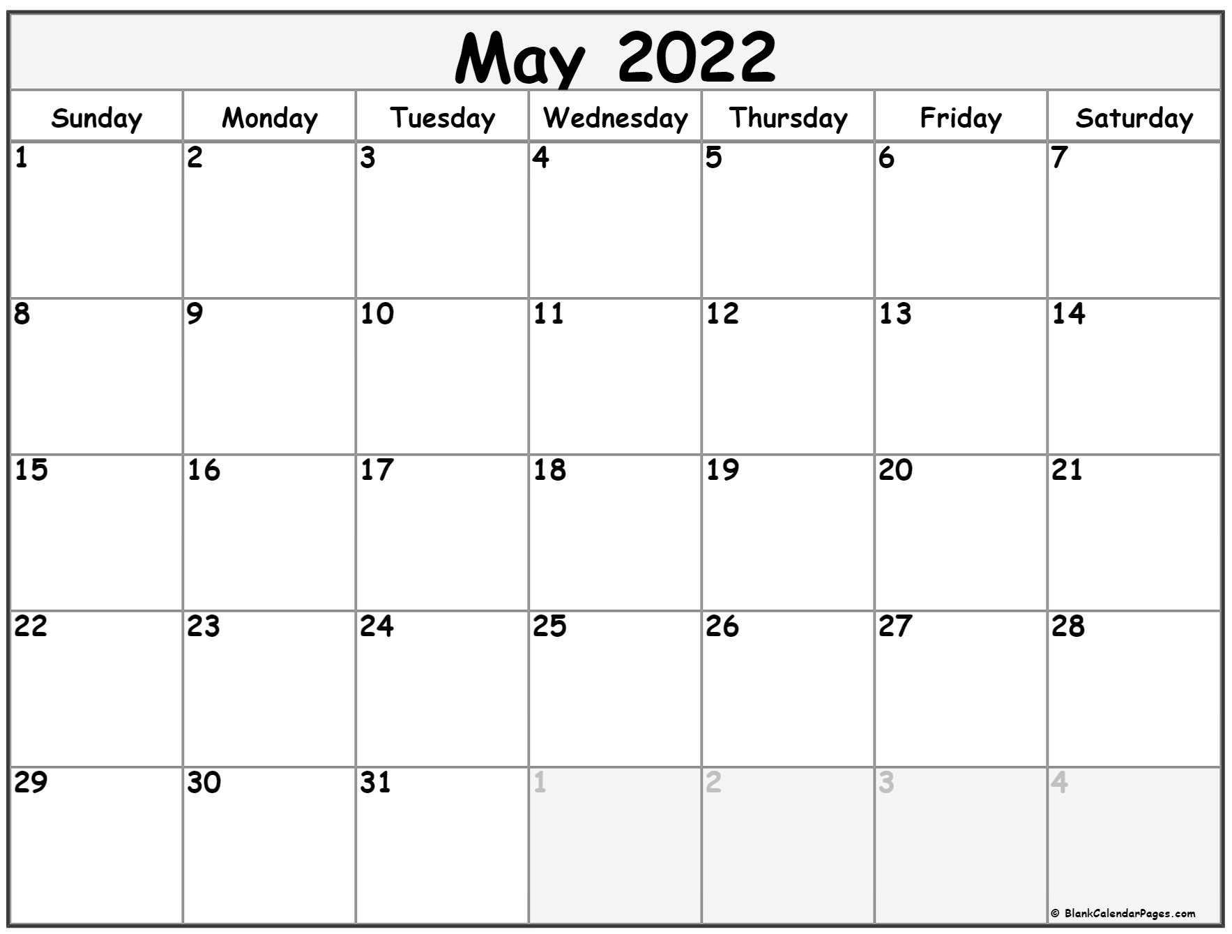 May 2022 Calendar Free Printable Calendars