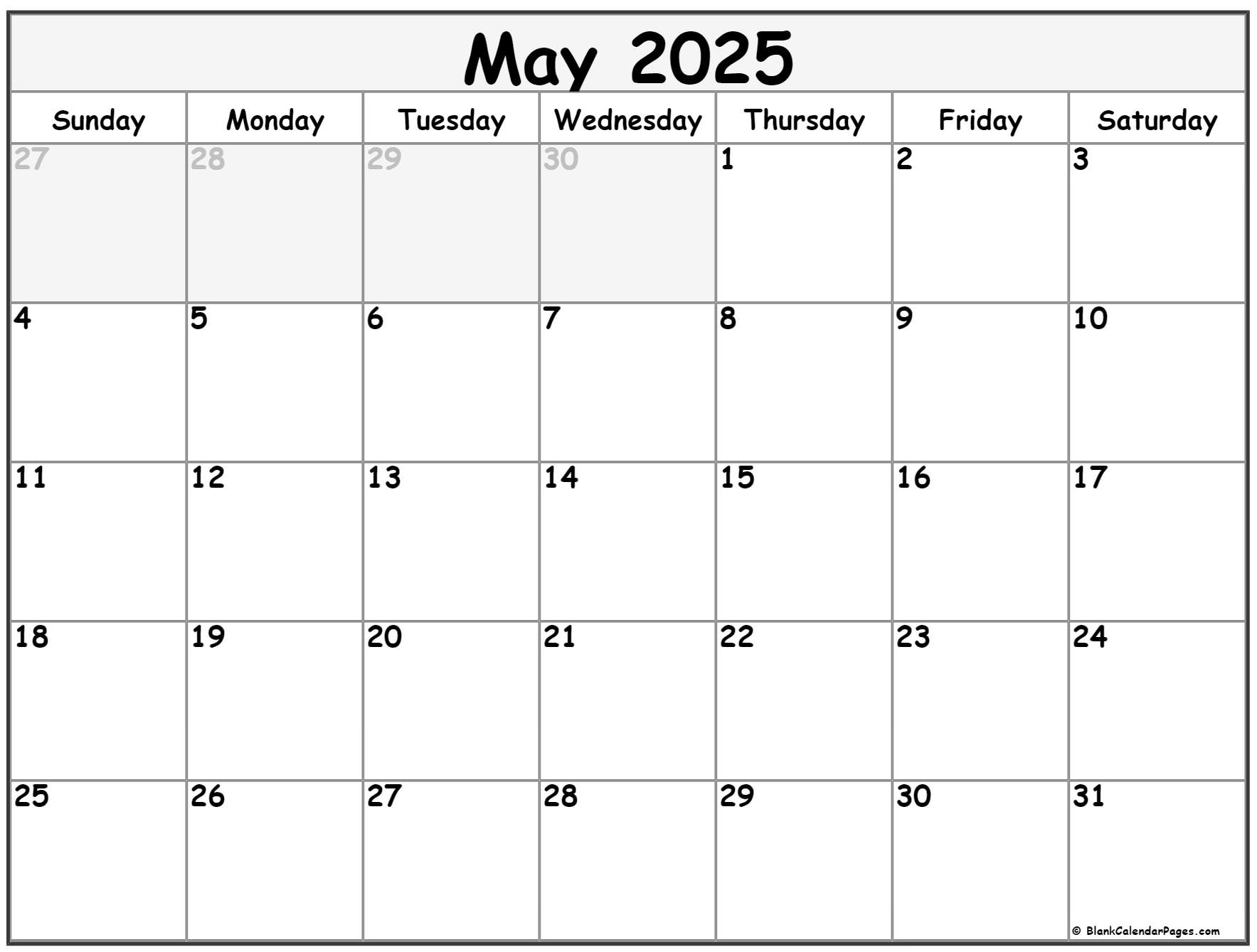 May 2025 calendar free printable calendars