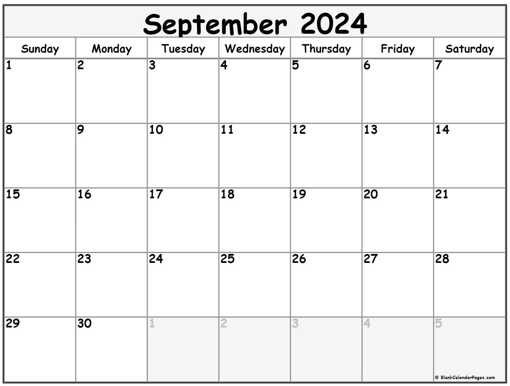 September Blank Calendar Printable prntbl.concejomunicipaldechinu.gov.co