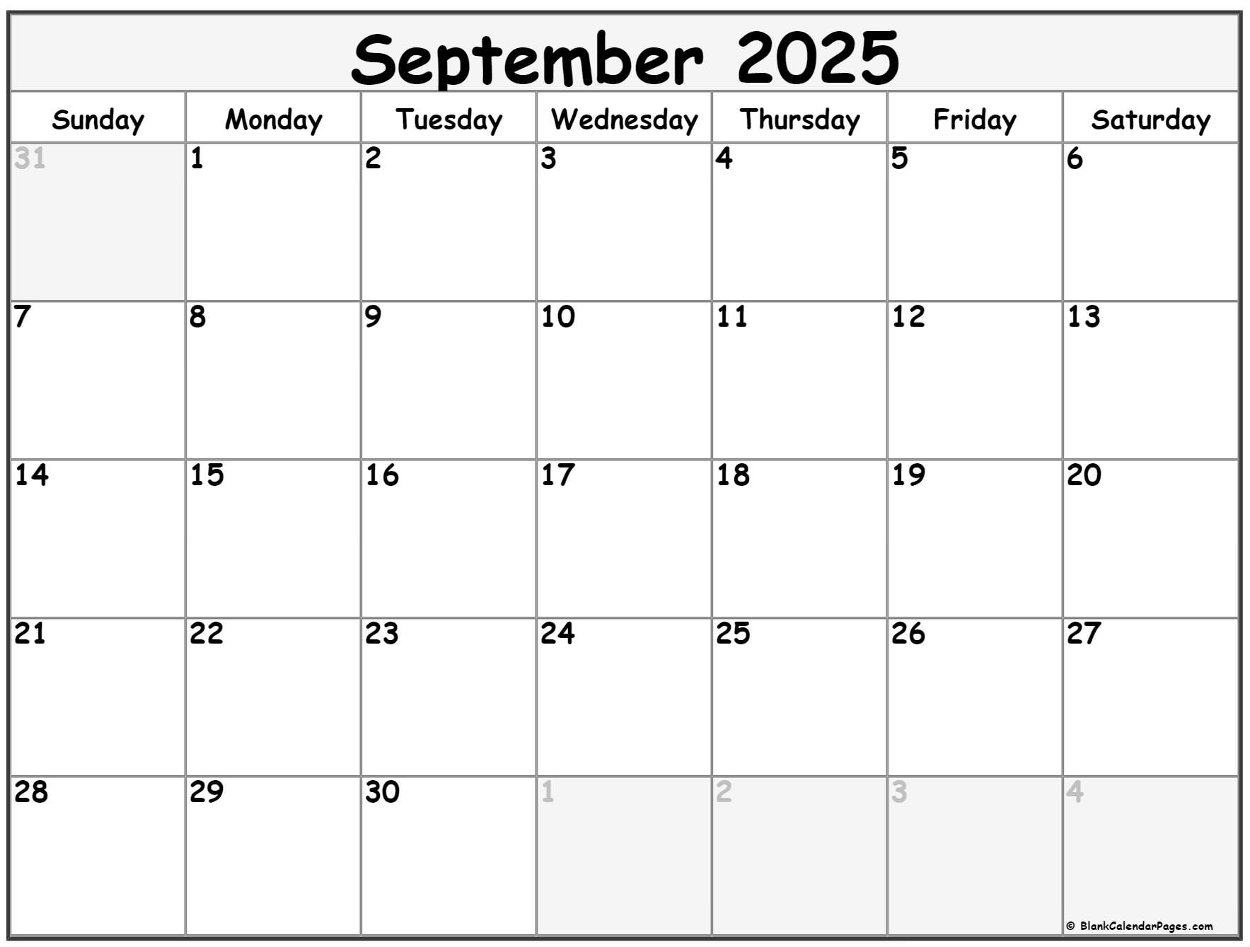 September Calendar 2025 With Holidays Printable