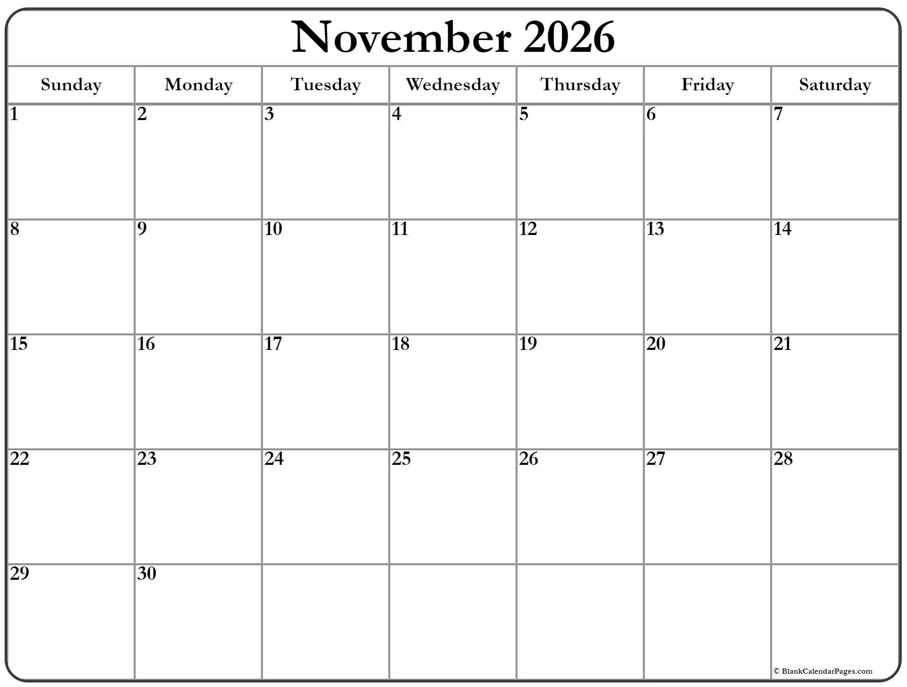 November 2022 Calendar Free Printable Calendar