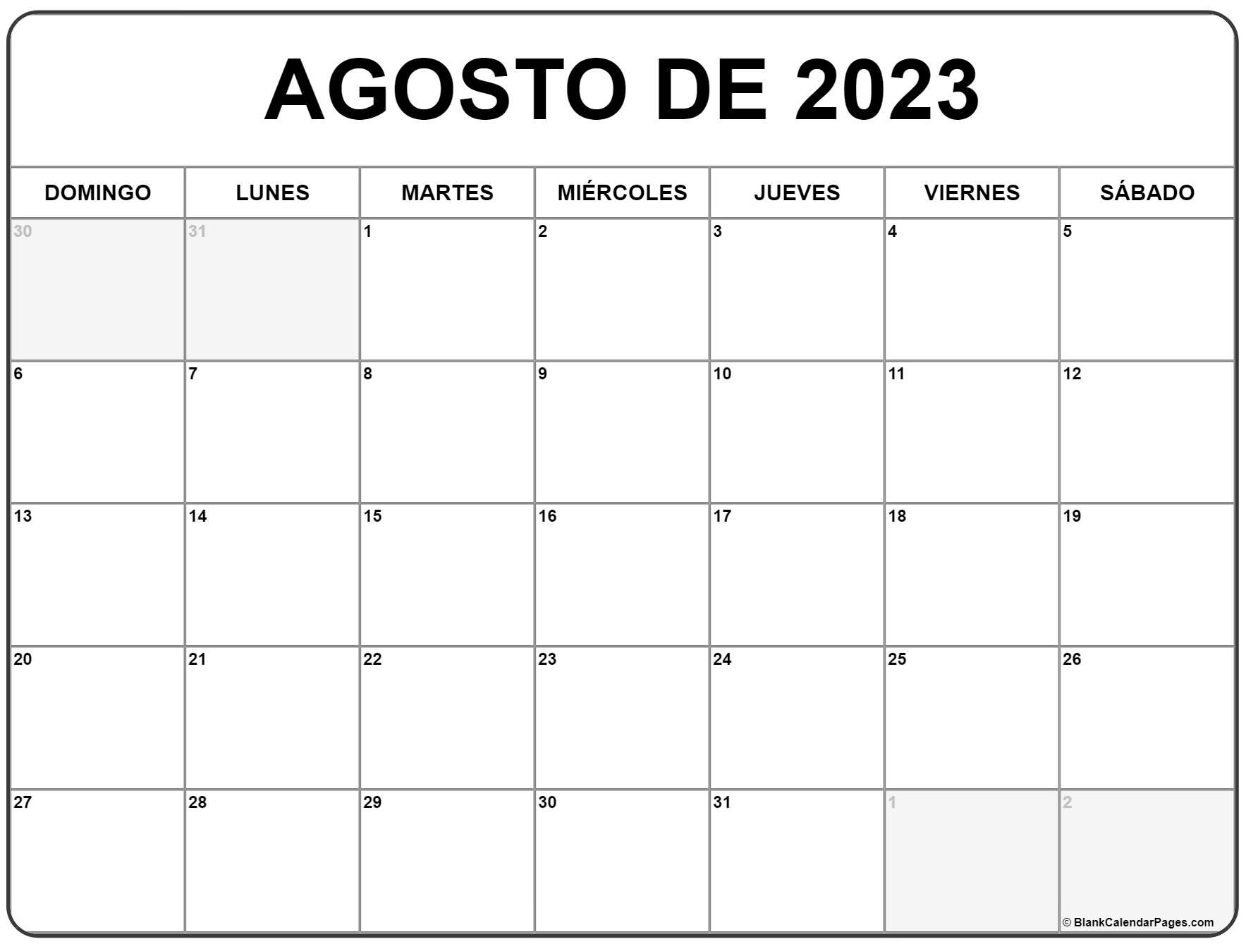 Calendario Agosto 2023 En Word Excel Y Pdf Calendarpedia Monthly