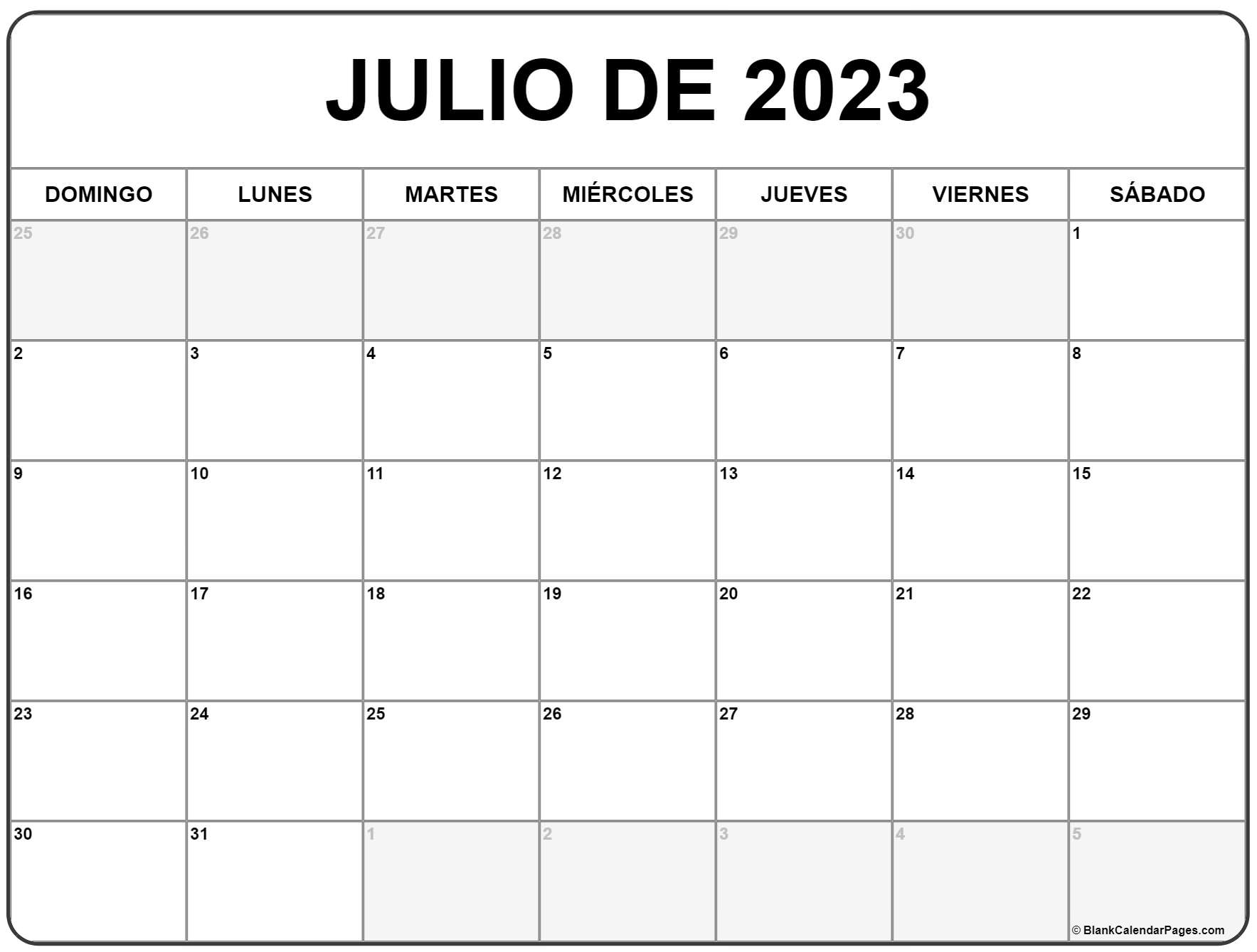 Mes De Julio Calendario julio de 2023 calendario gratis | Calendario julio