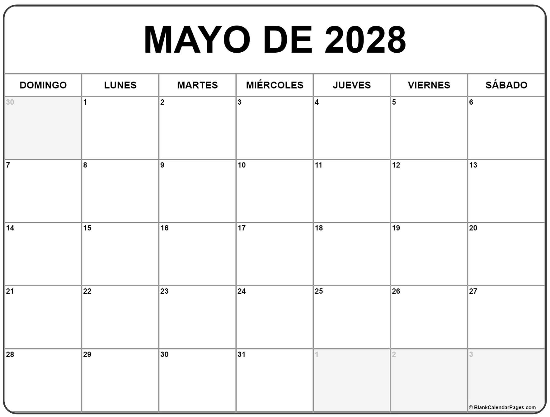 mayo de 2028 calendario