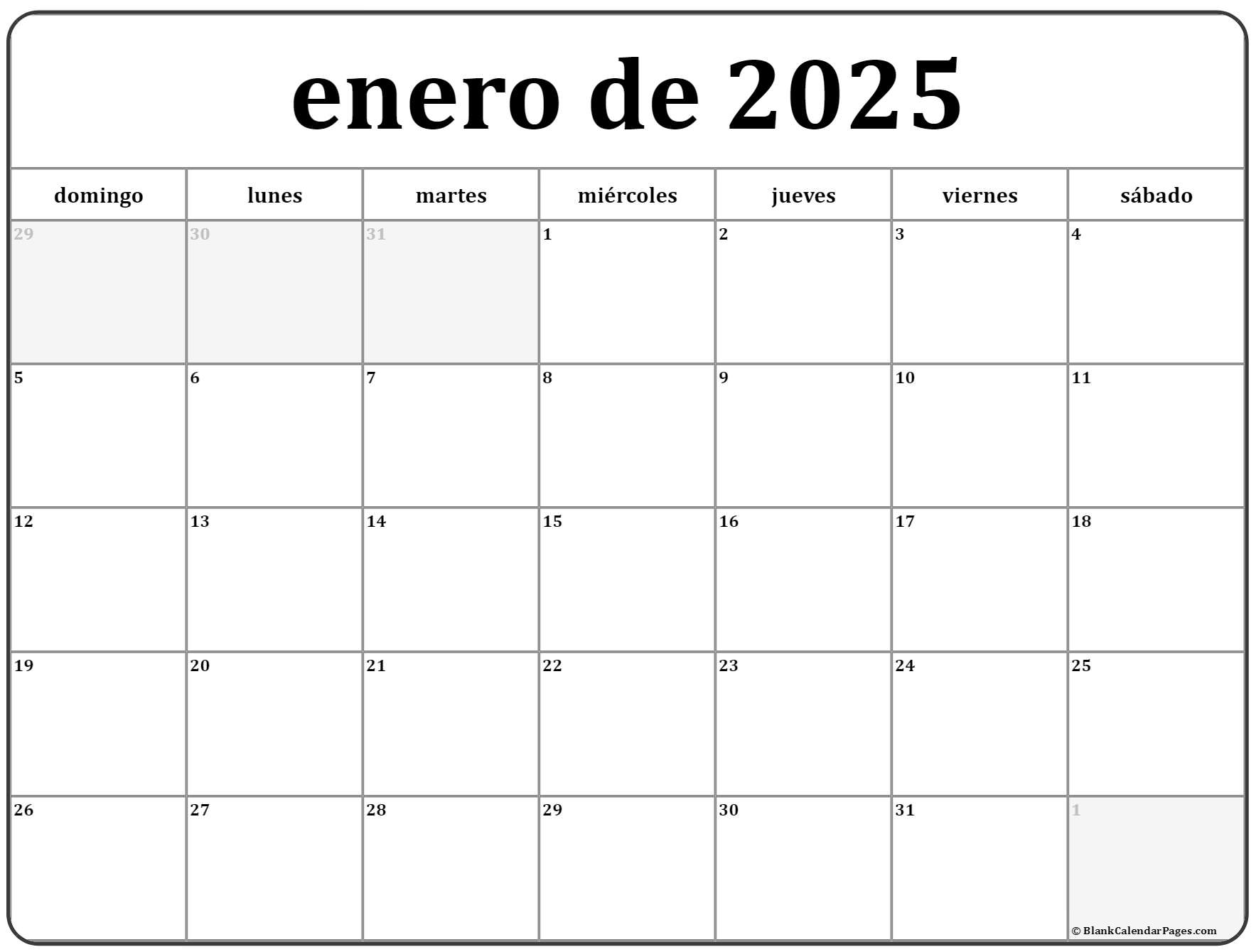 Enero De 2025 Calendario Gratis Calendario Enero   Enero De 2025 Calendario Es2 