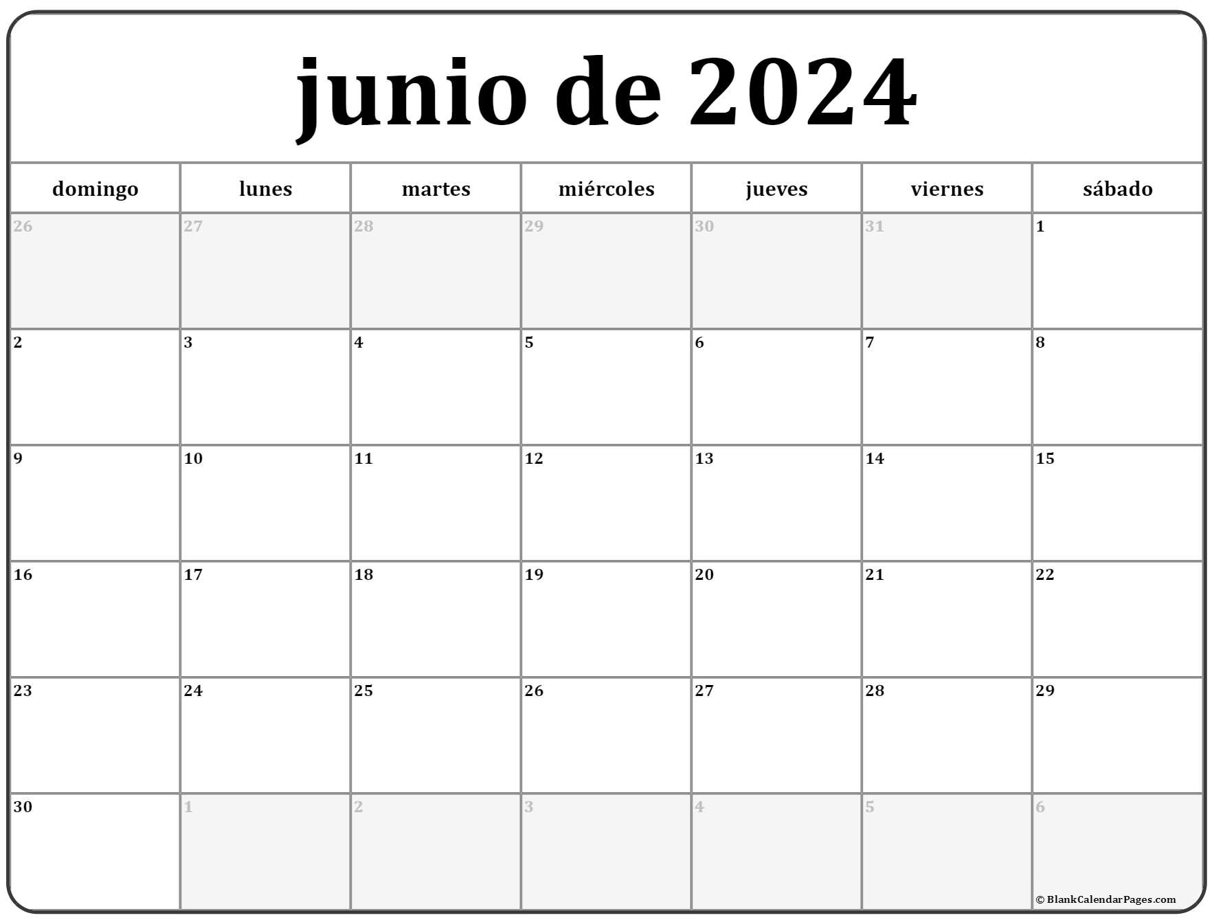 junio de 2025 calendario gratis Calendario junio