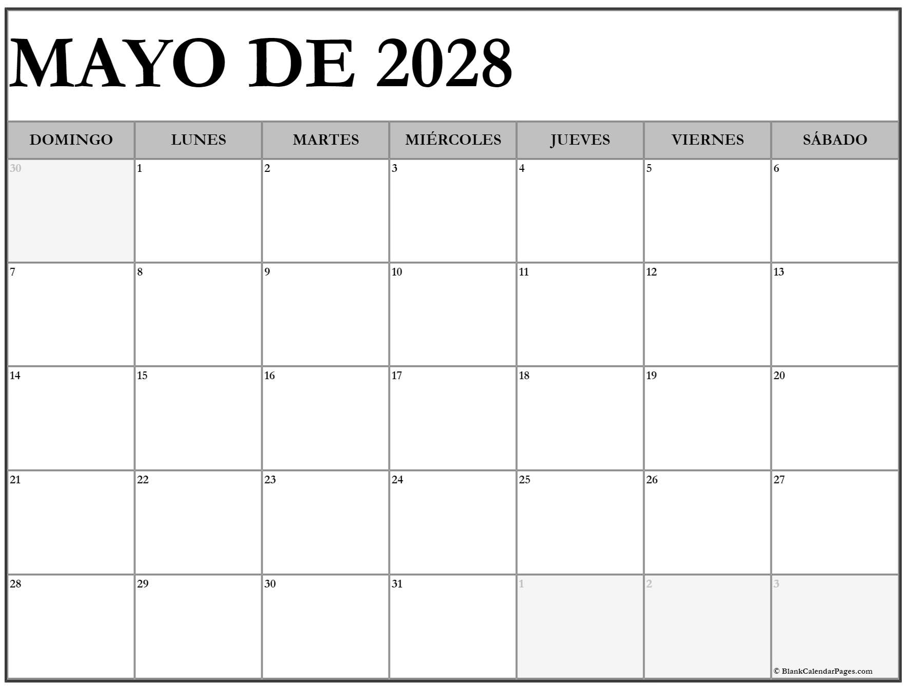 mayo de 2028 calendario
