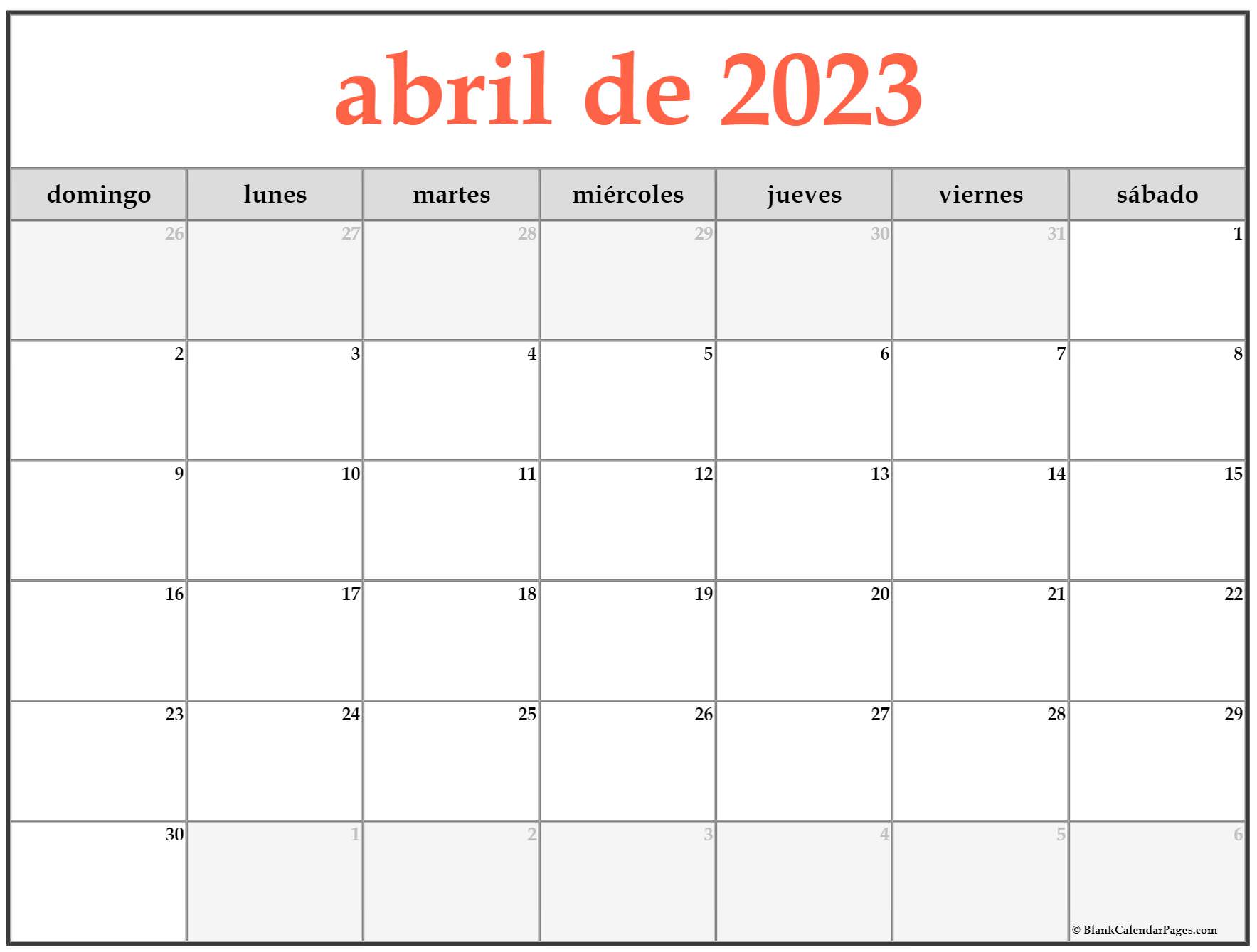 Calendario Abril 2023 Para Imprimir En Y Pdf Gratis | Images and Photos ...