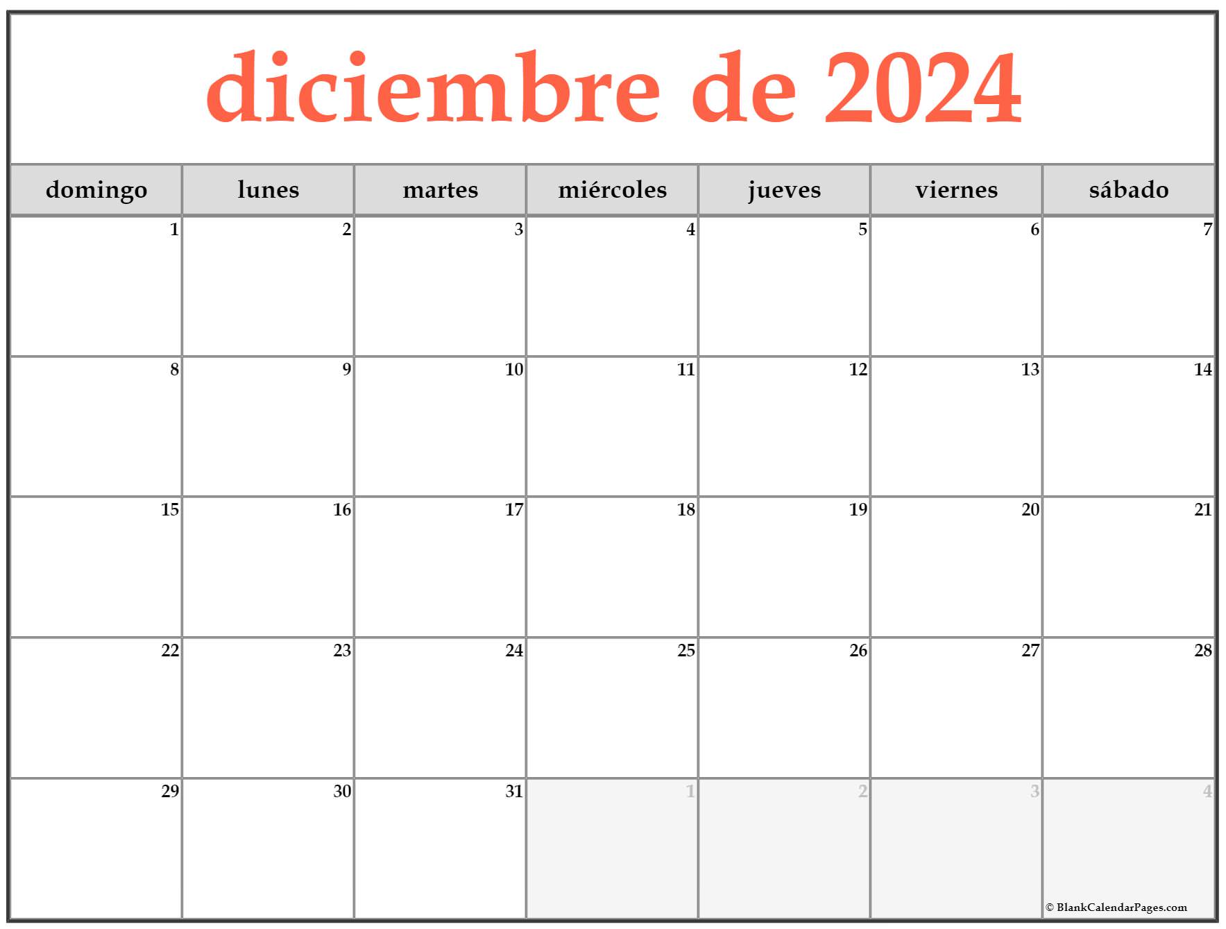 calendario diciembre 2022 para imprimir
