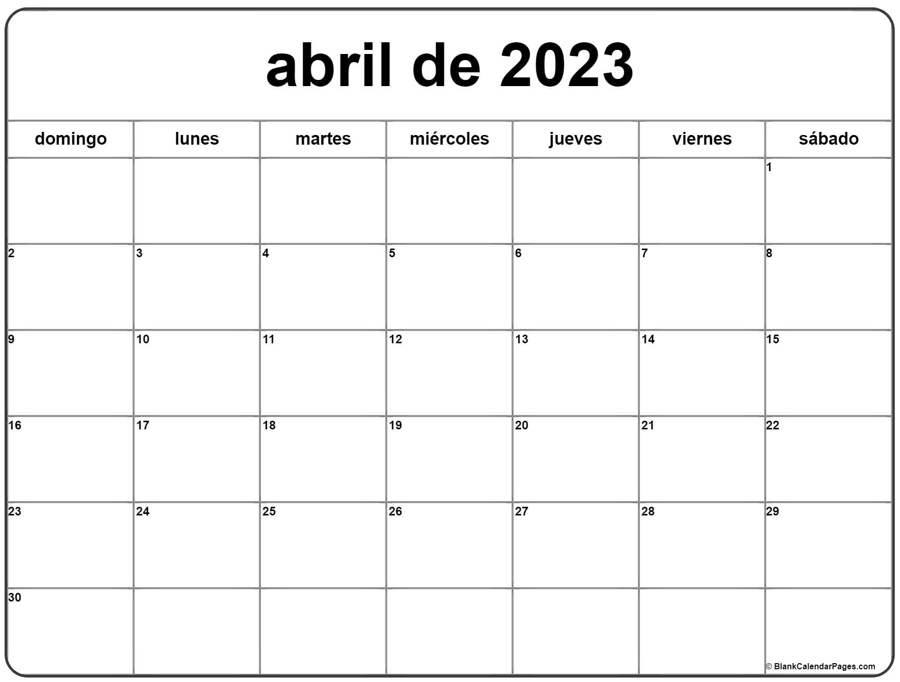 Calendario 2023 Para Imprimir Abril IMAGESEE