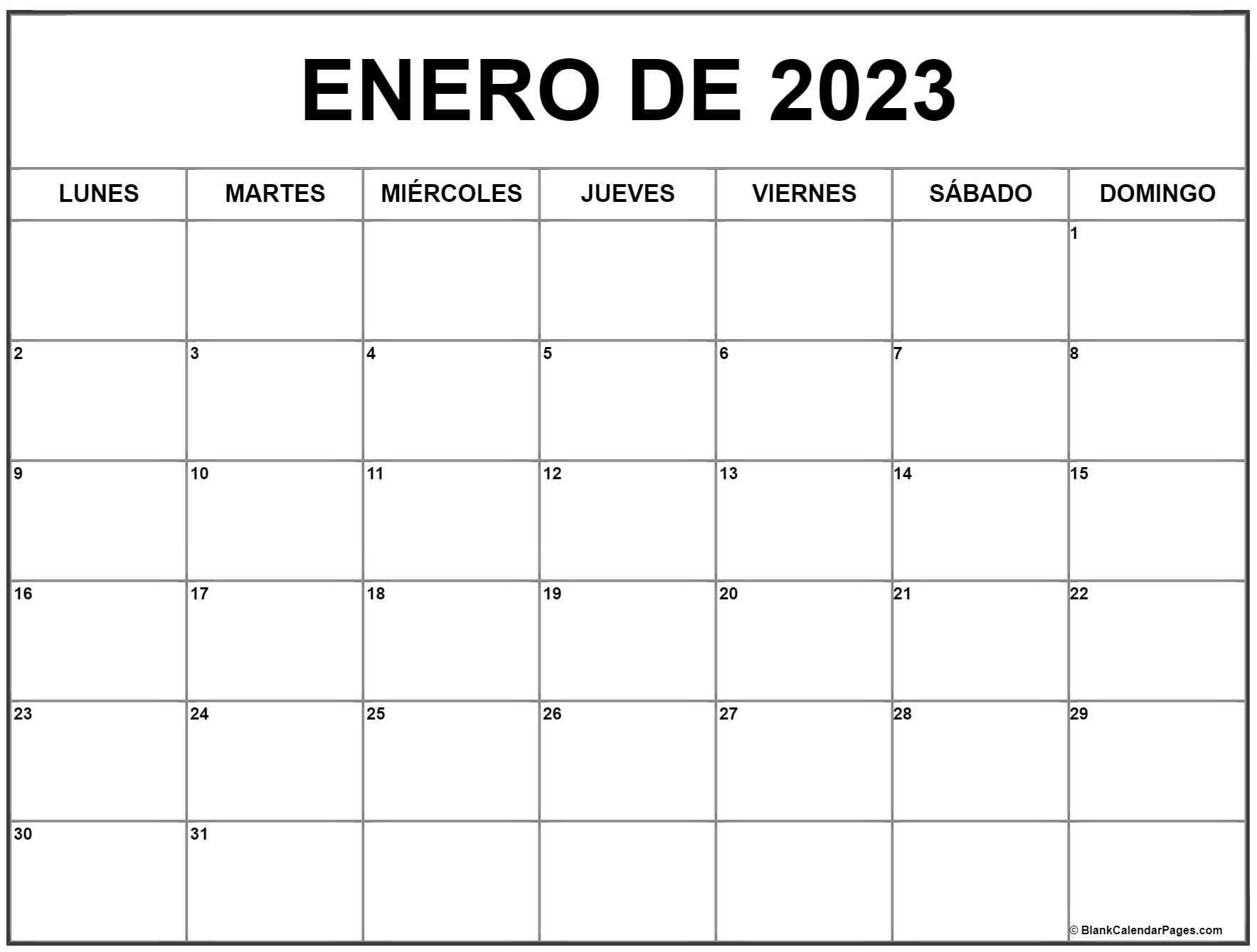 Almanaque De Enero 2023 enero de 2023 calendario gratis | Calendario enero