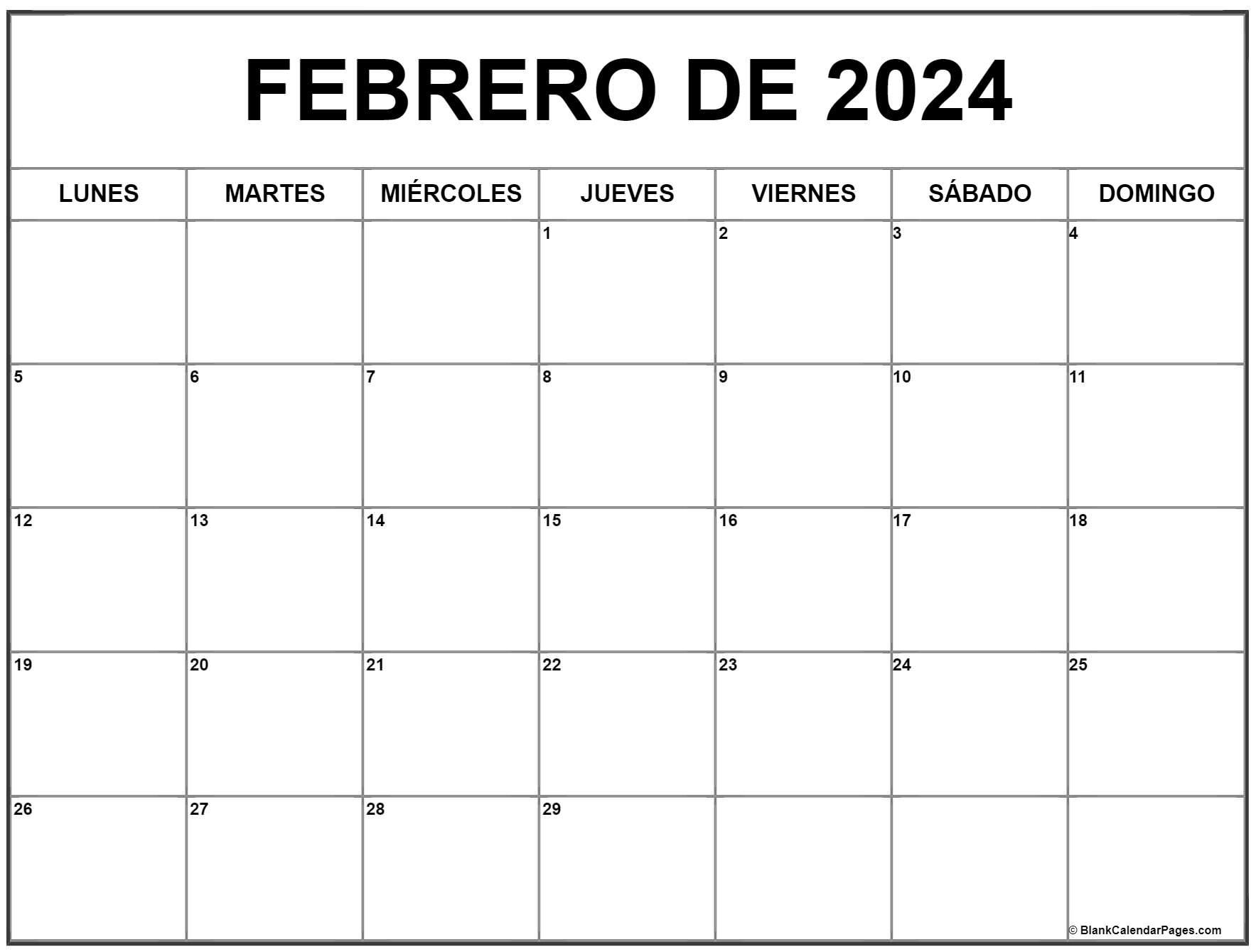 febrero de 2024 calendario gratis | Calendario febrero