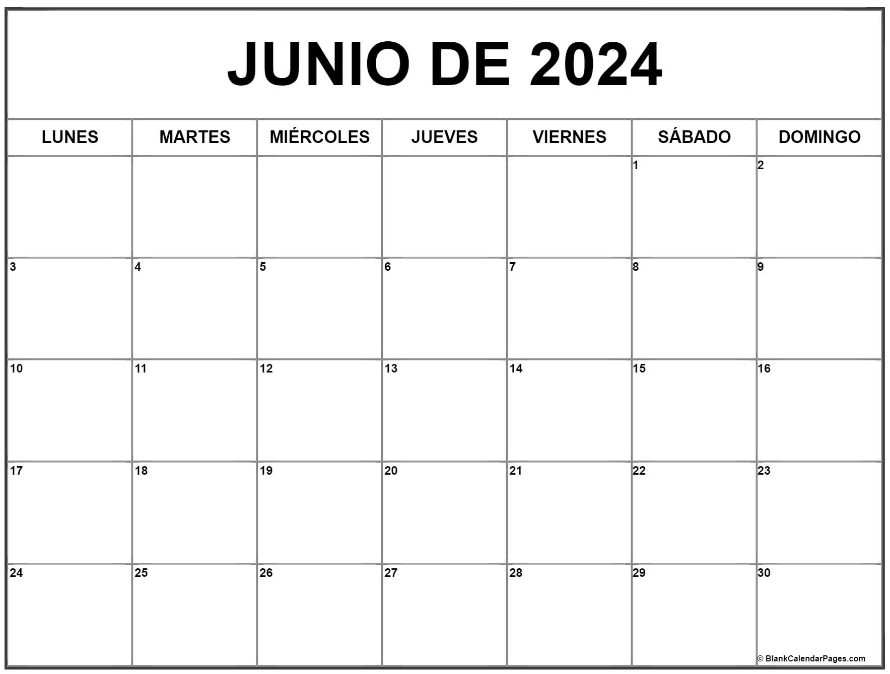 junio de 2024 calendario gratis Calendario junio