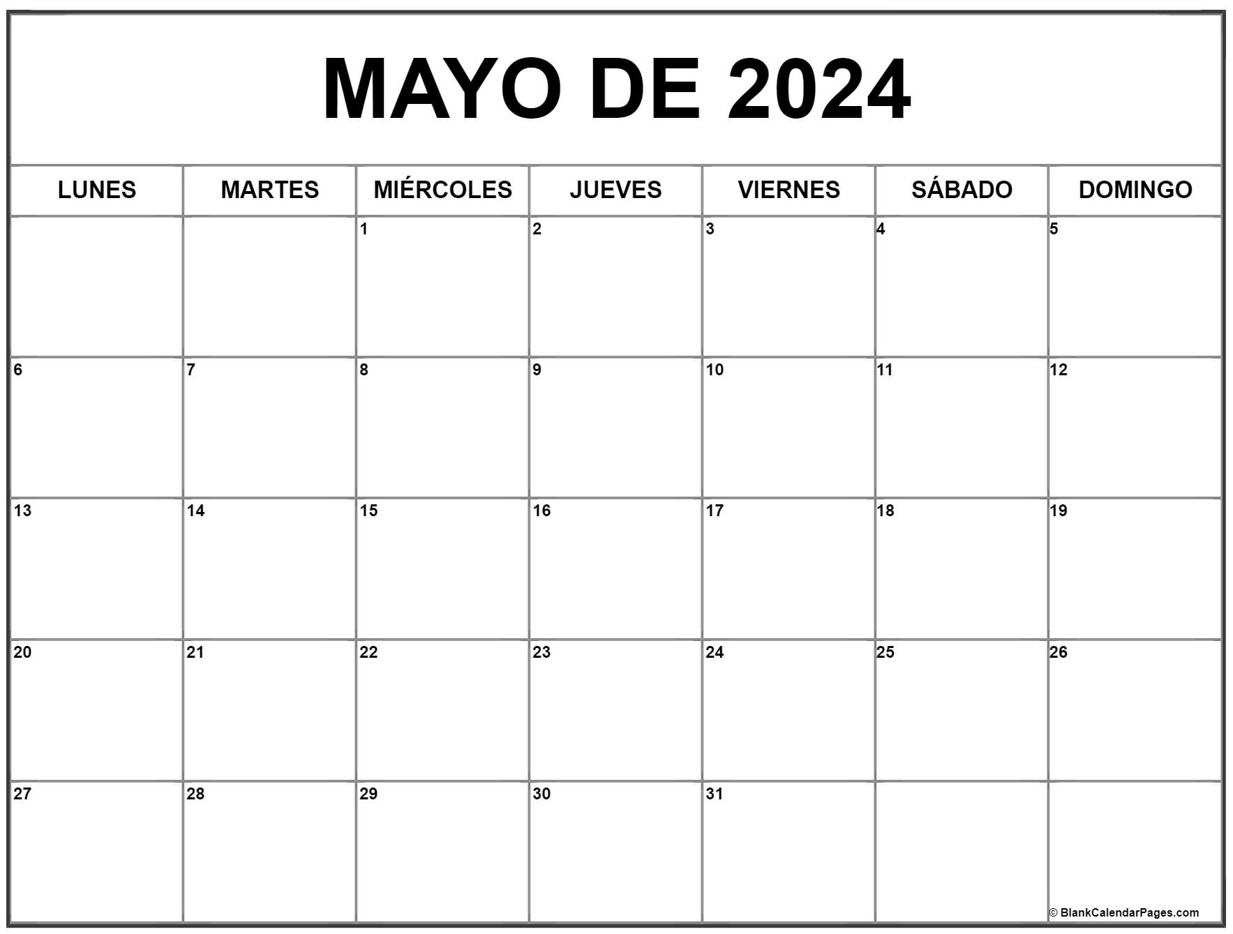mayo de 2024 calendario gratis Calendario mayo