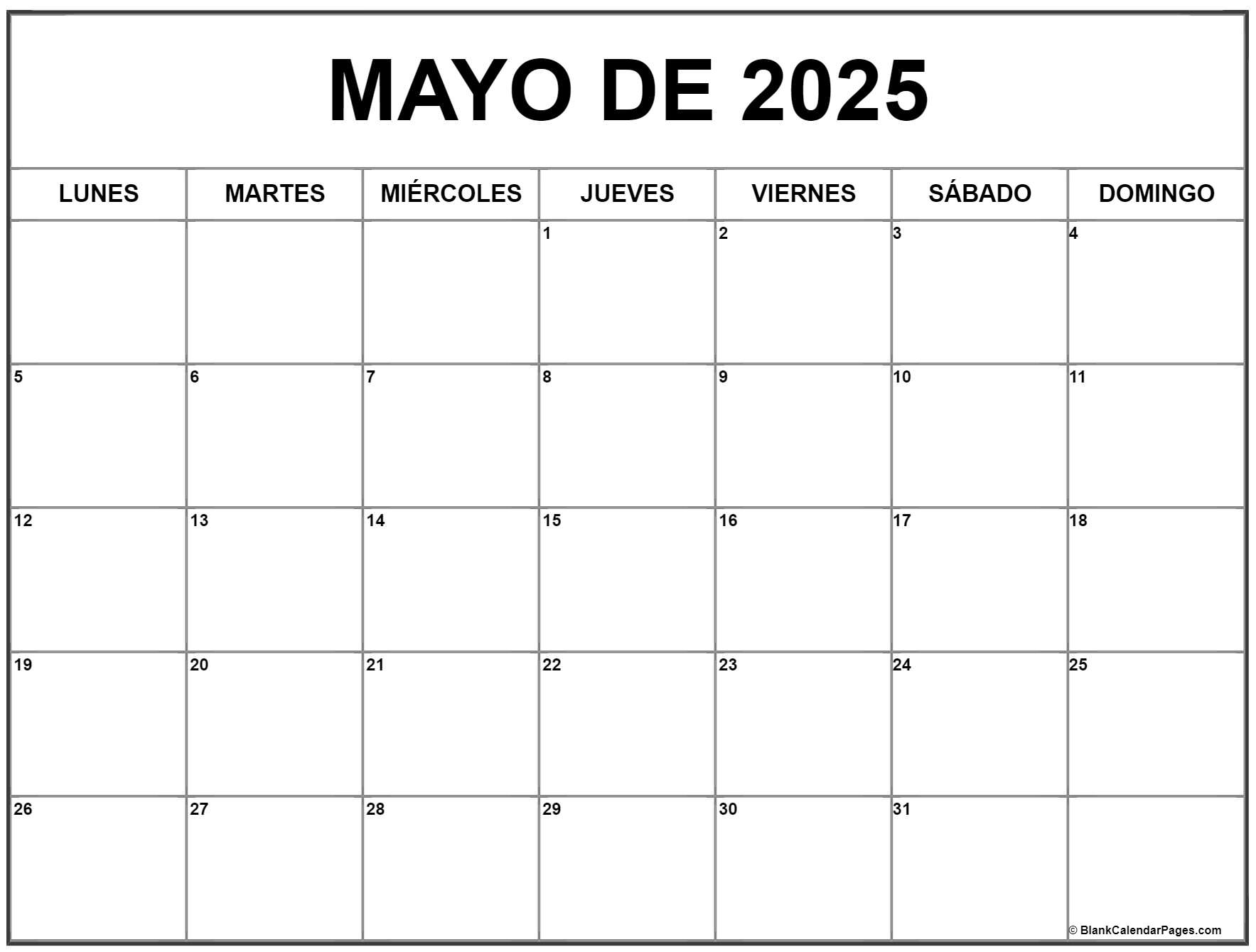 Calendario De Mayo 2025 Para Editar