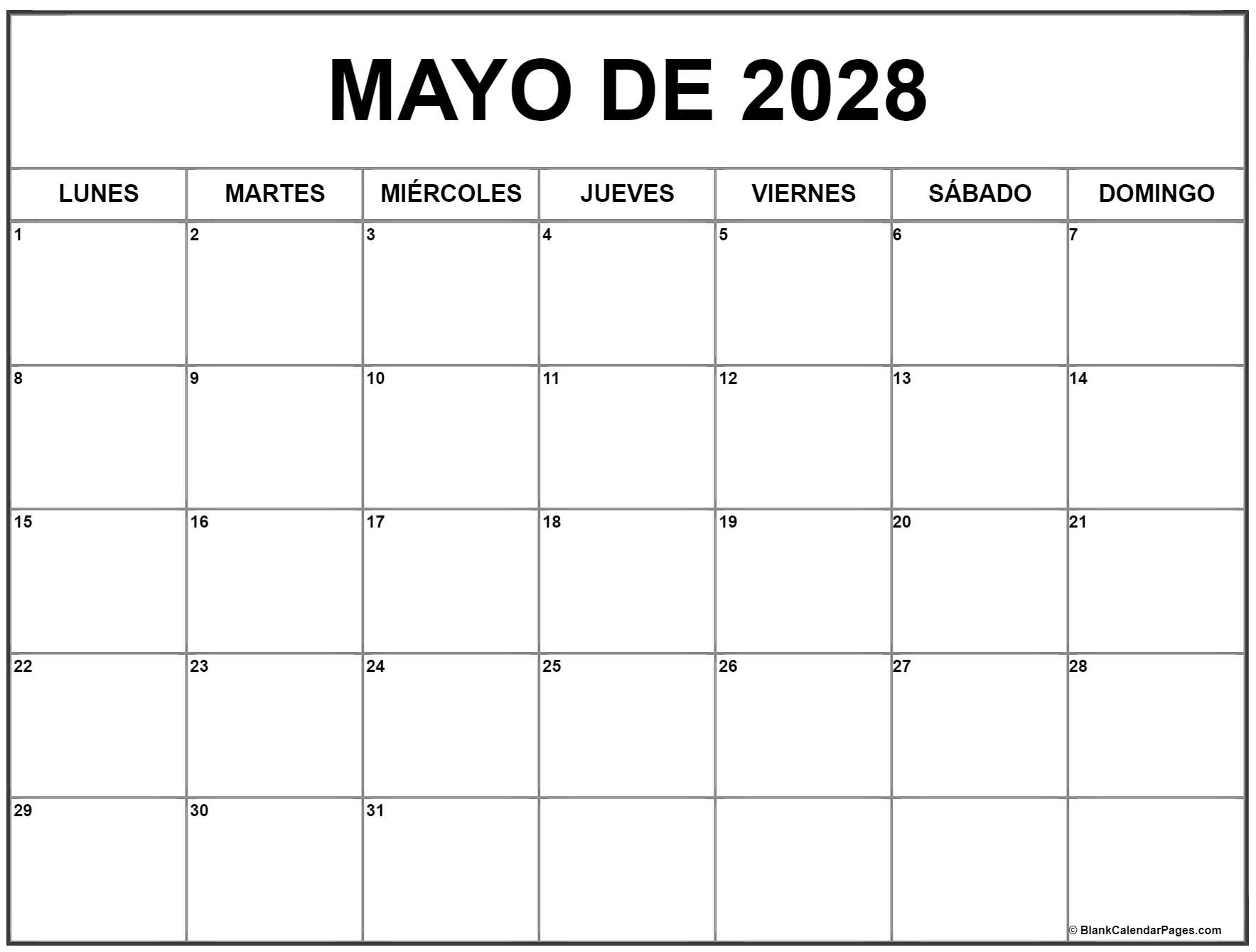 mayo de 2028 calendario