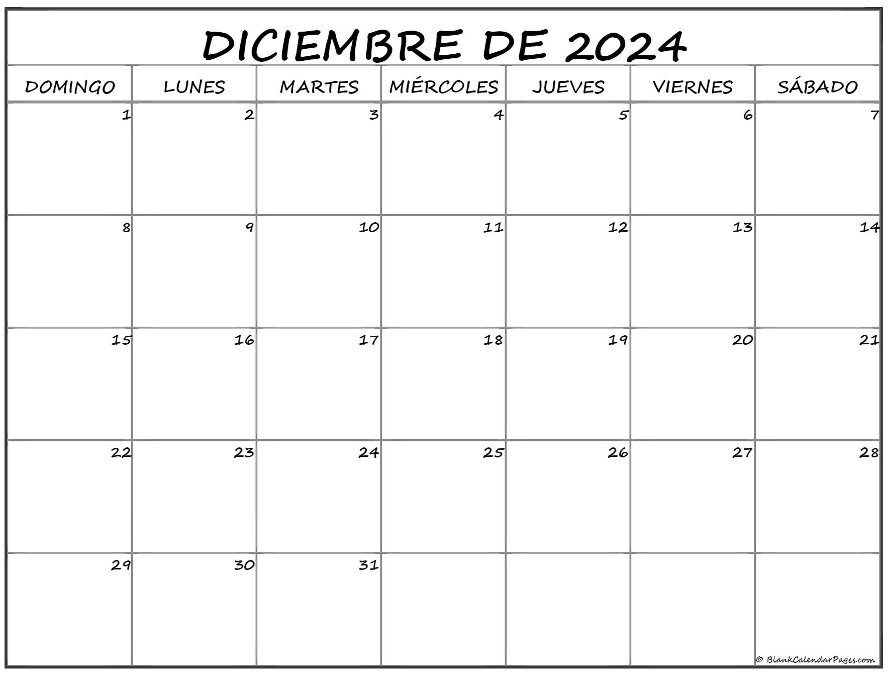 diciembre de 2024 calendario gratis Calendario diciembre