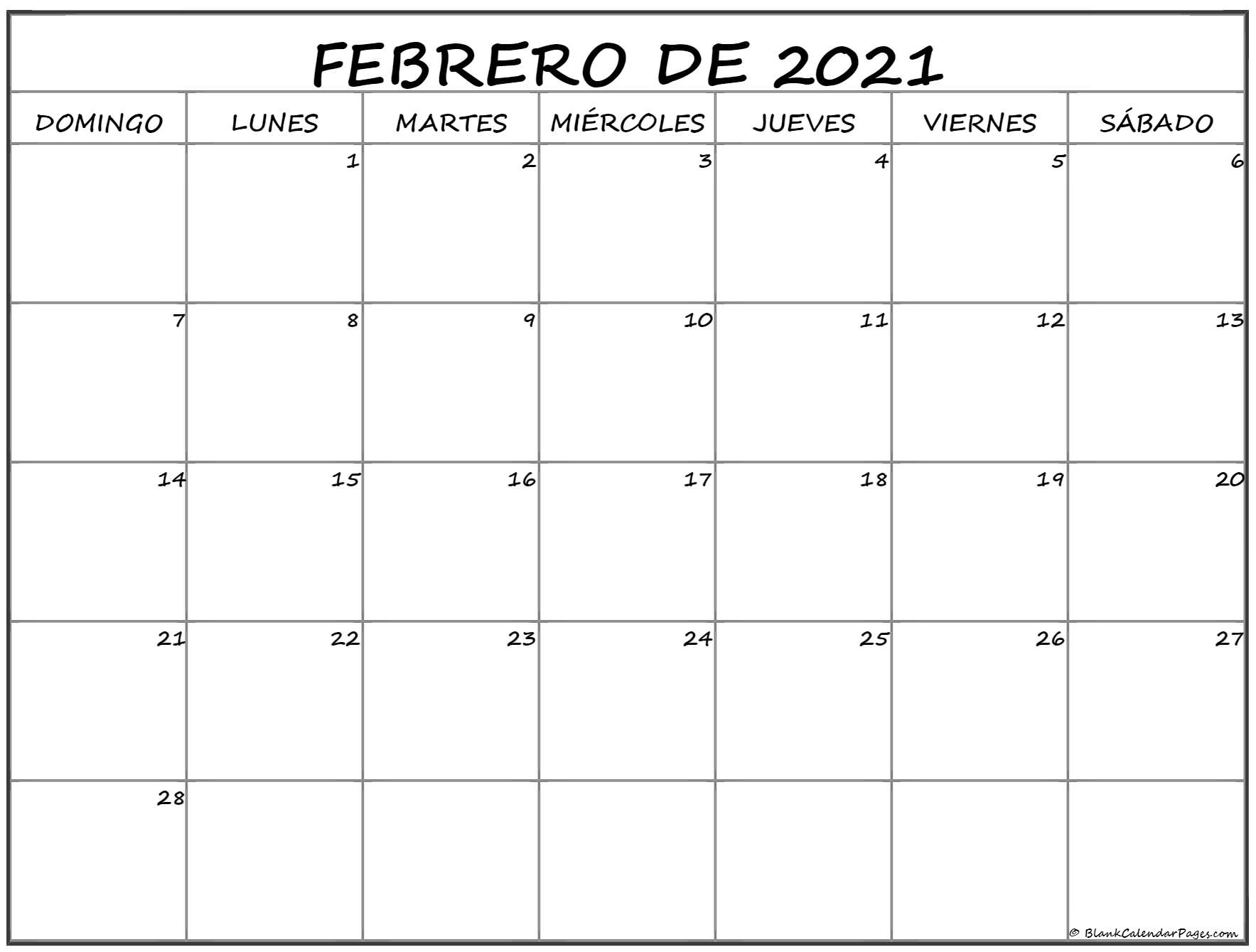 Febrero De 2021 Calendario Gratis Calendario Febrero