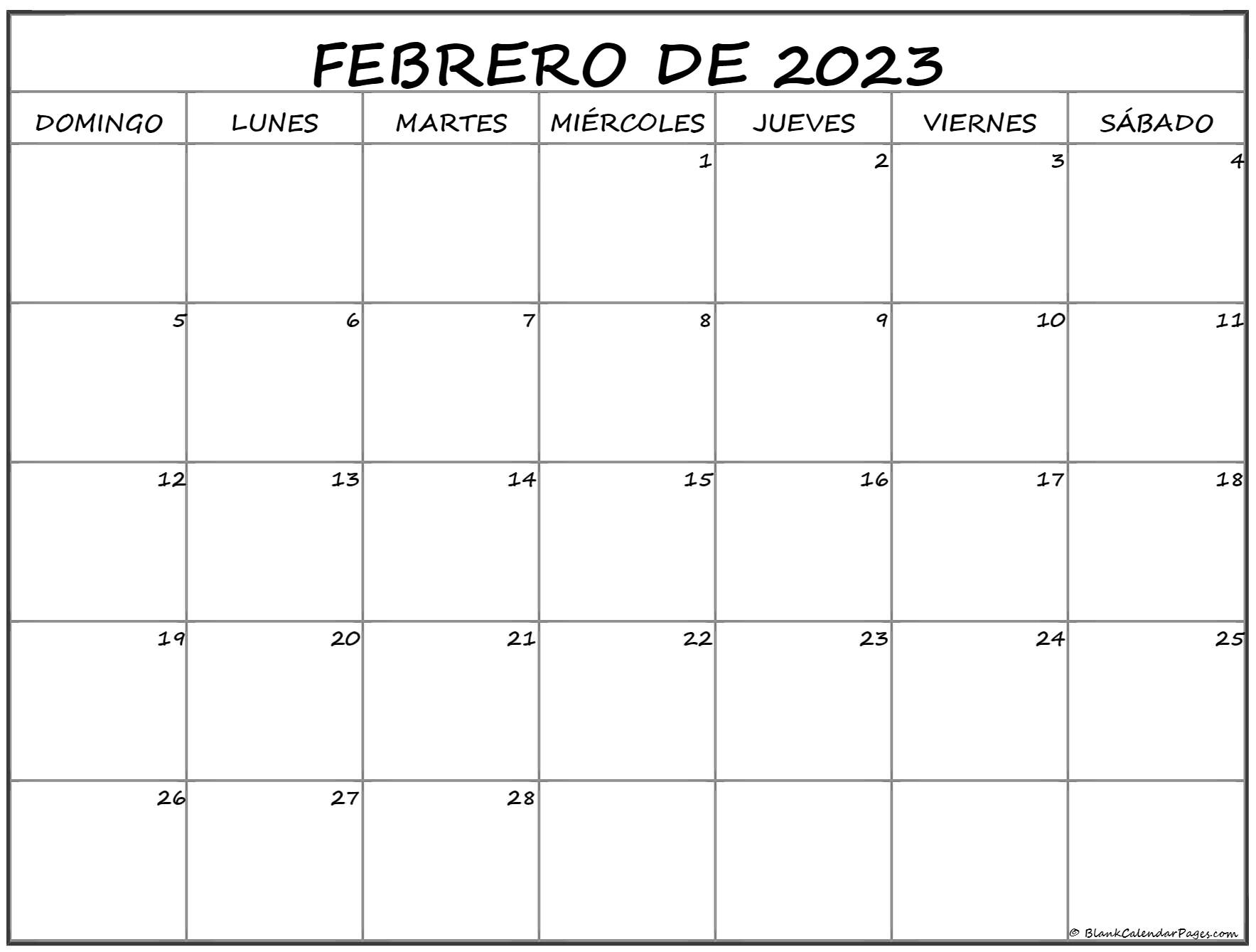 Calendario Febrero 2023 Para Imprimir Gratis Paraimprimirgratis Com   Febrero De 2023 Calendario Es7 