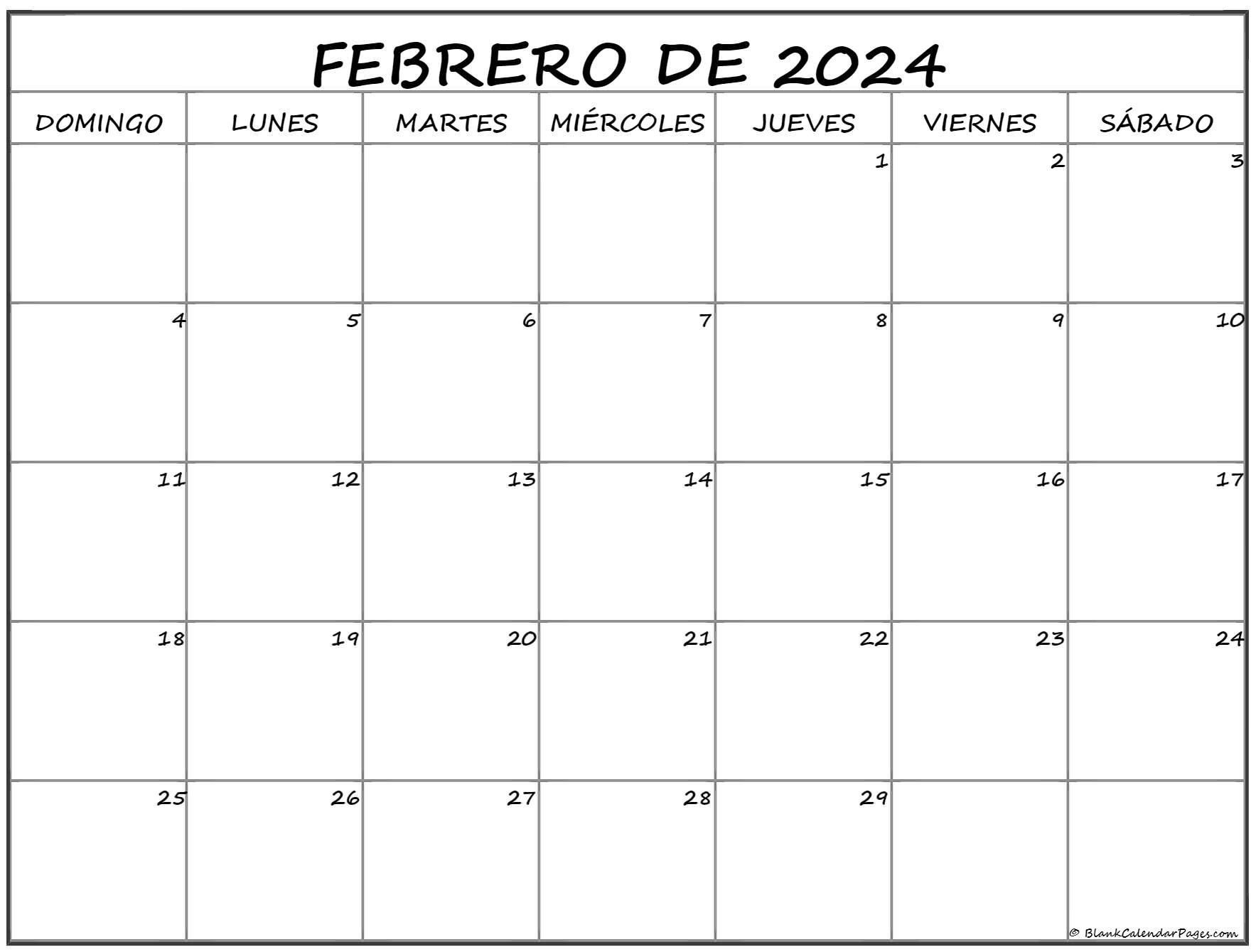 febrero de 2024 calendario gratis | Calendario febrero