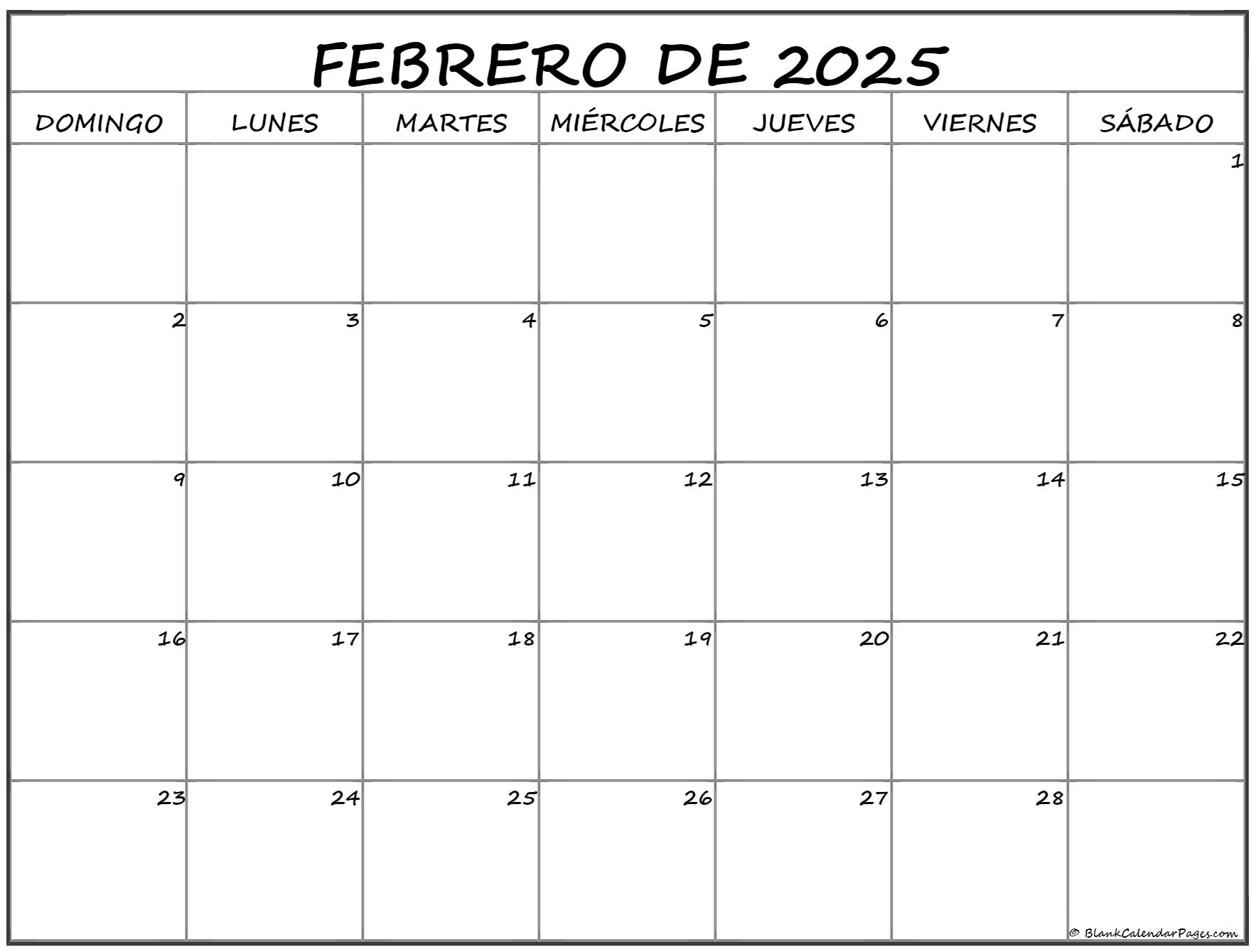 febrero de 2025 calendario gratis Calendario febrero