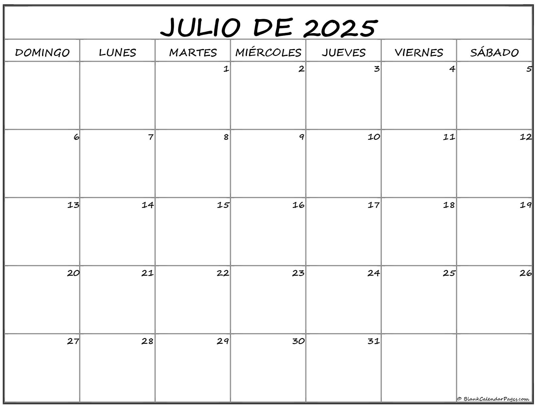 Calendario De Julio 2025 - Filia Jerrine