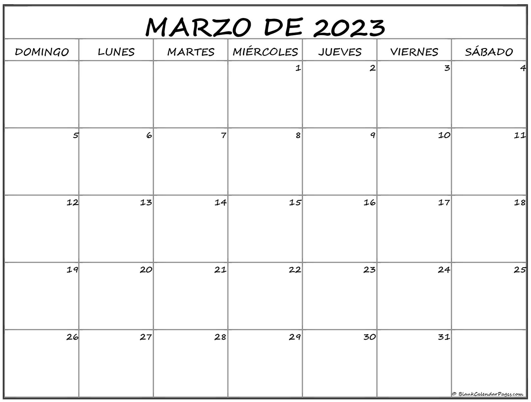 marzo de 2023 calendario gratis Calendario marzo