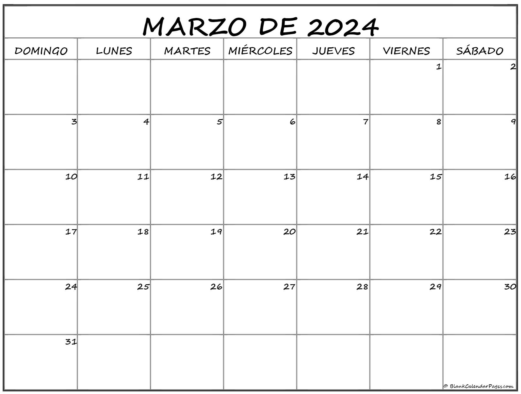 marzo de 2024 calendario gratis Calendario marzo
