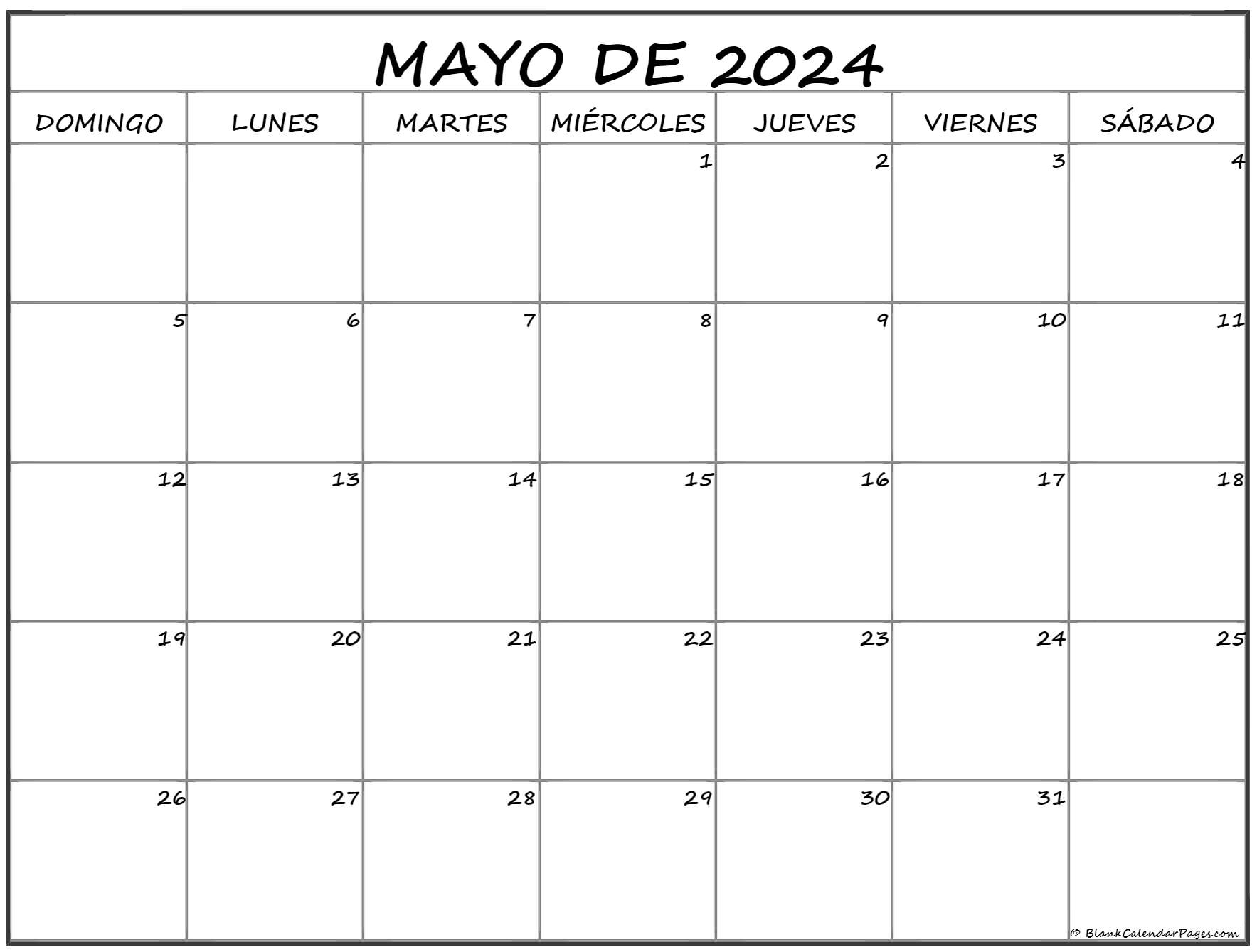 mayo de 2024 calendario gratis Calendario mayo