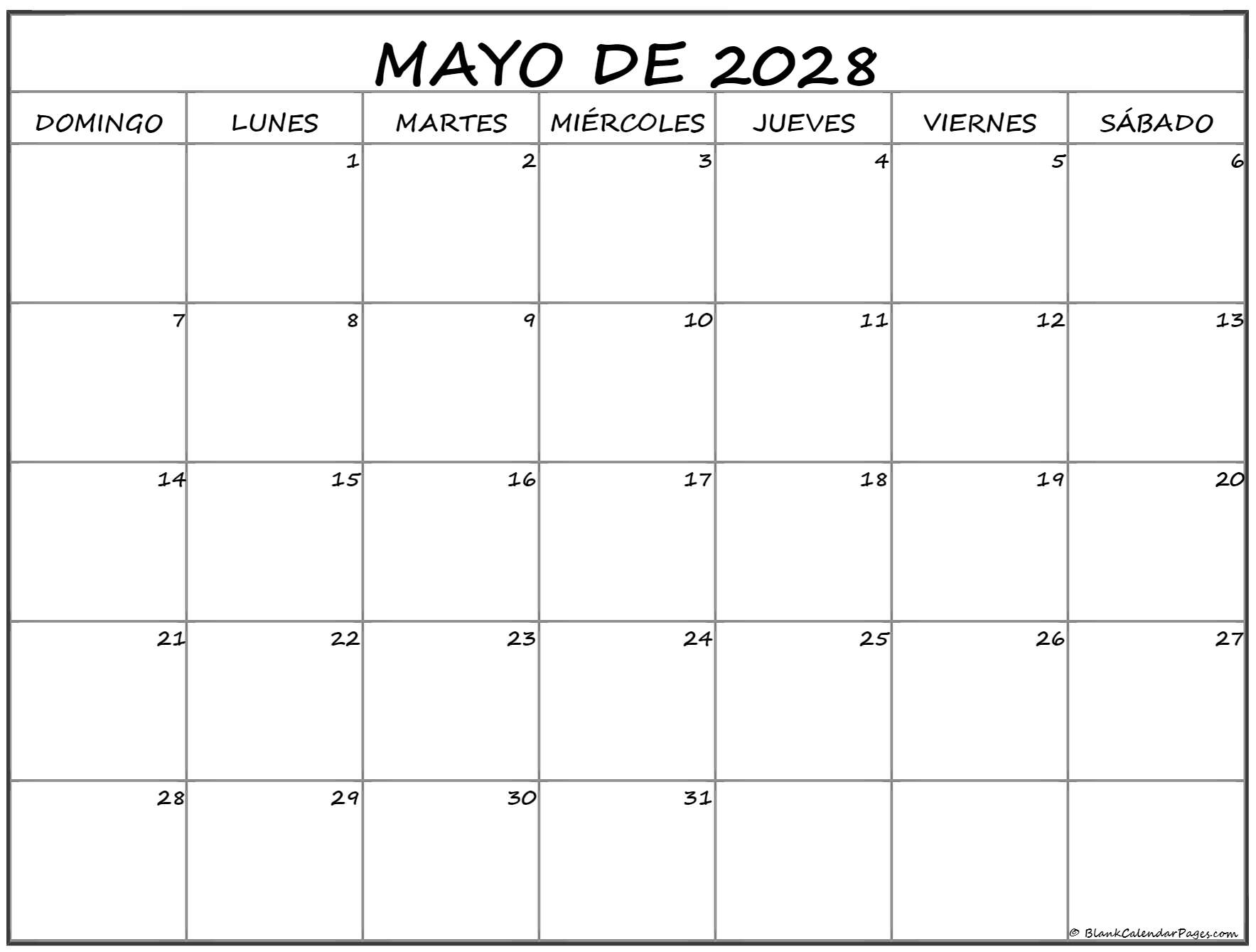 mayo de 2028 calendario