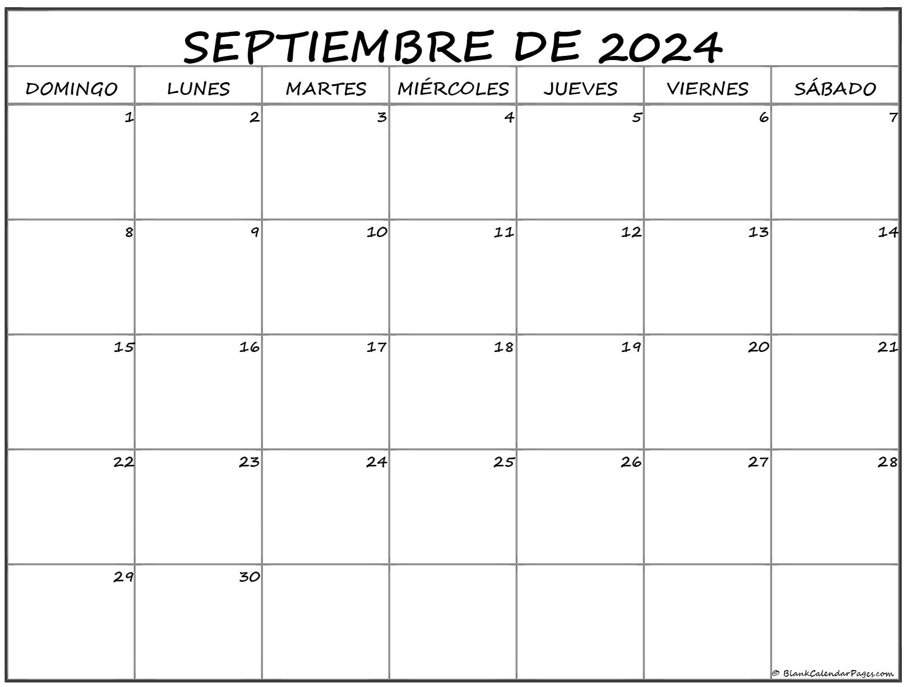 septiembre de 2024 calendario gratis Calendario septiembre