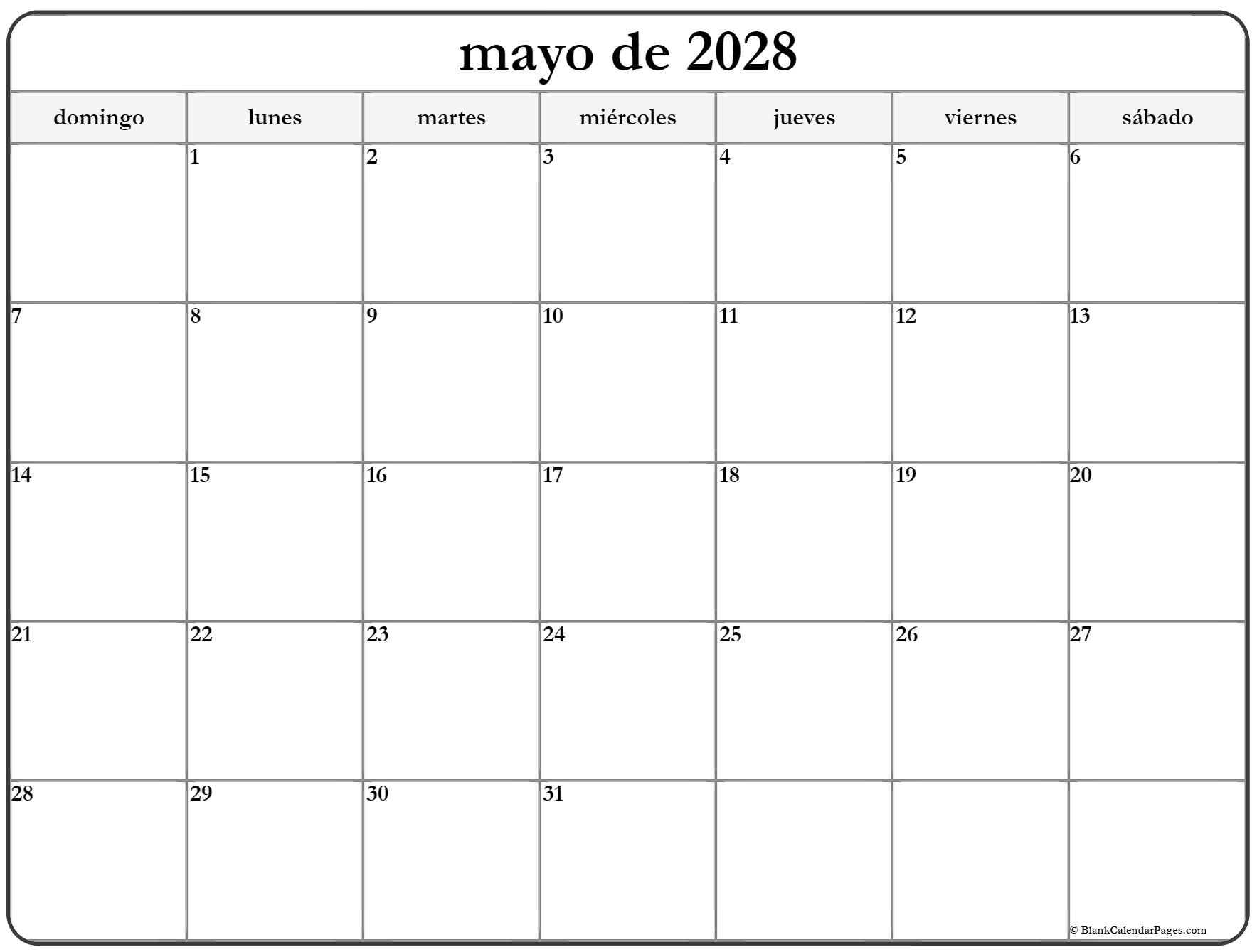mayo de 2028 calendario