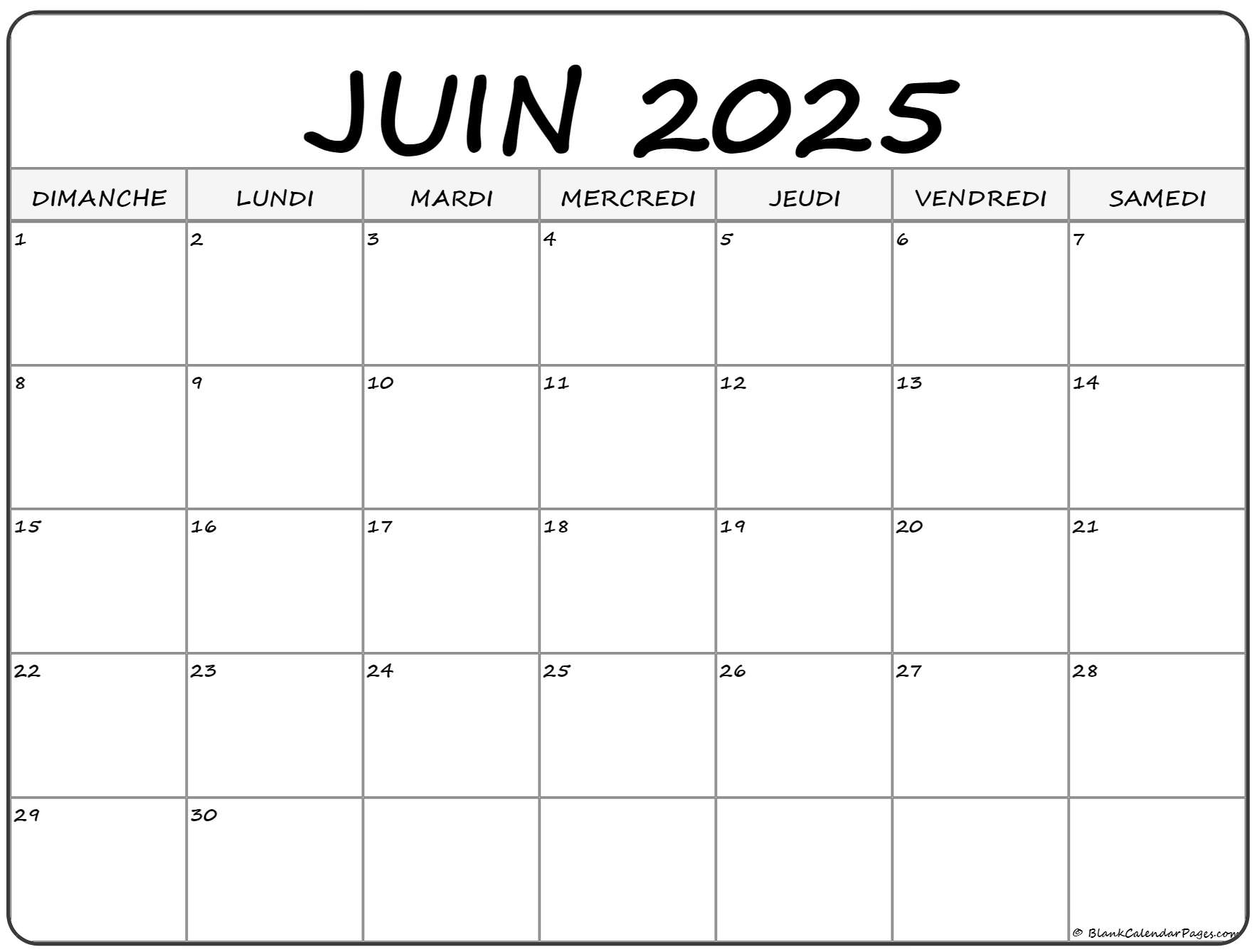 juin 2025 calendrier imprimable