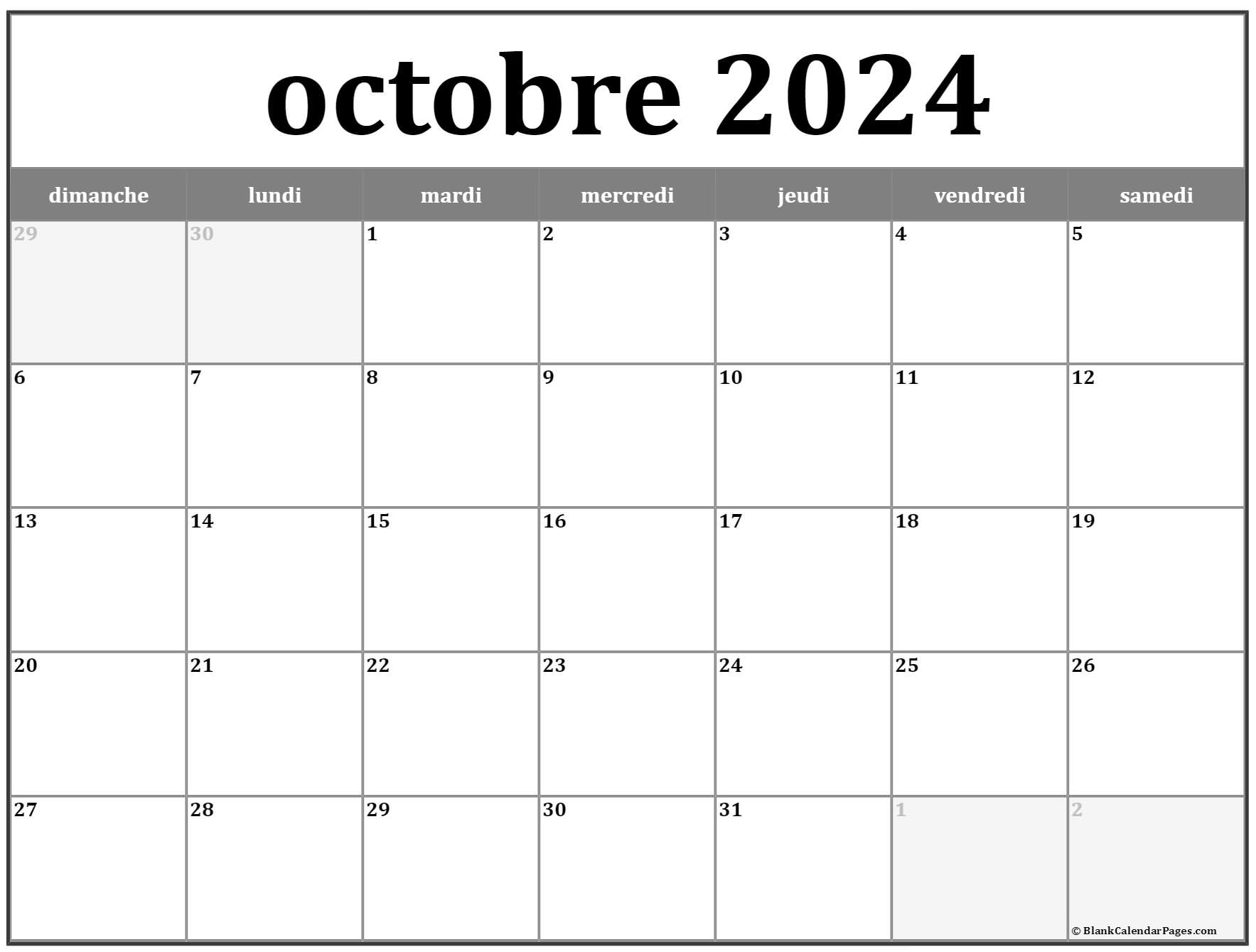 octobre 2022 calendrier imprimable | Calendrier gratuit