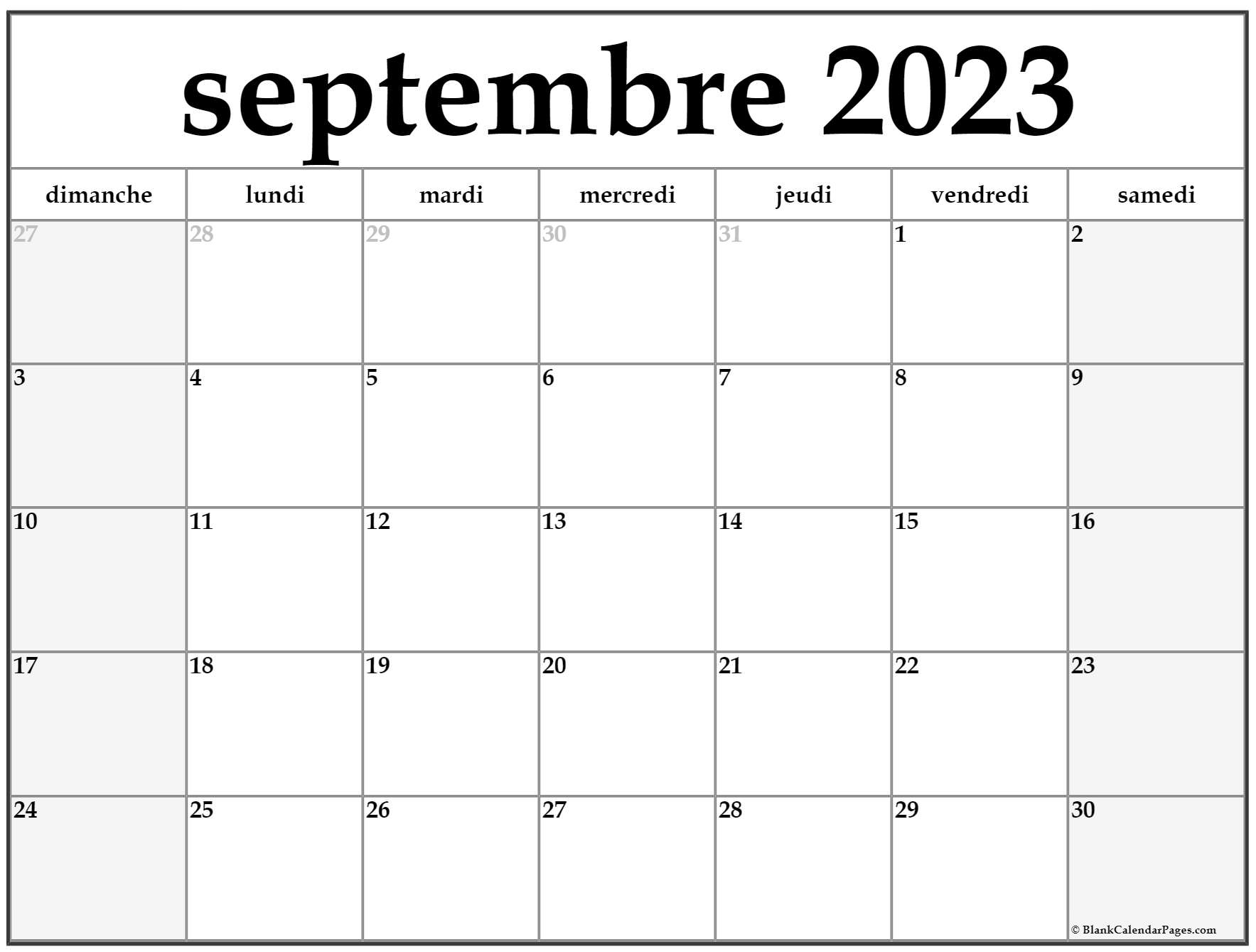 septembre 2023 calendrier imprimable