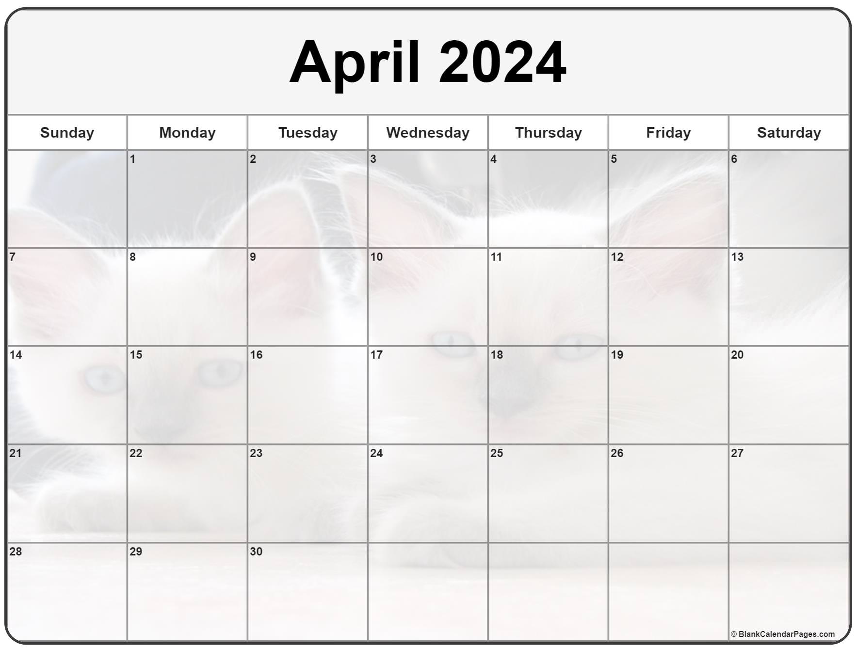 Collection of April 2022 photo calendars with image filters.