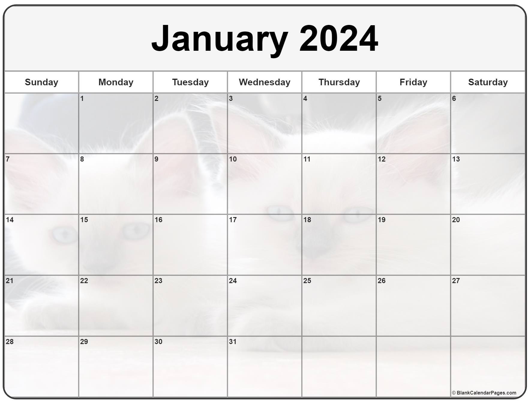 Collection of January 2024 photo calendars with image filters.