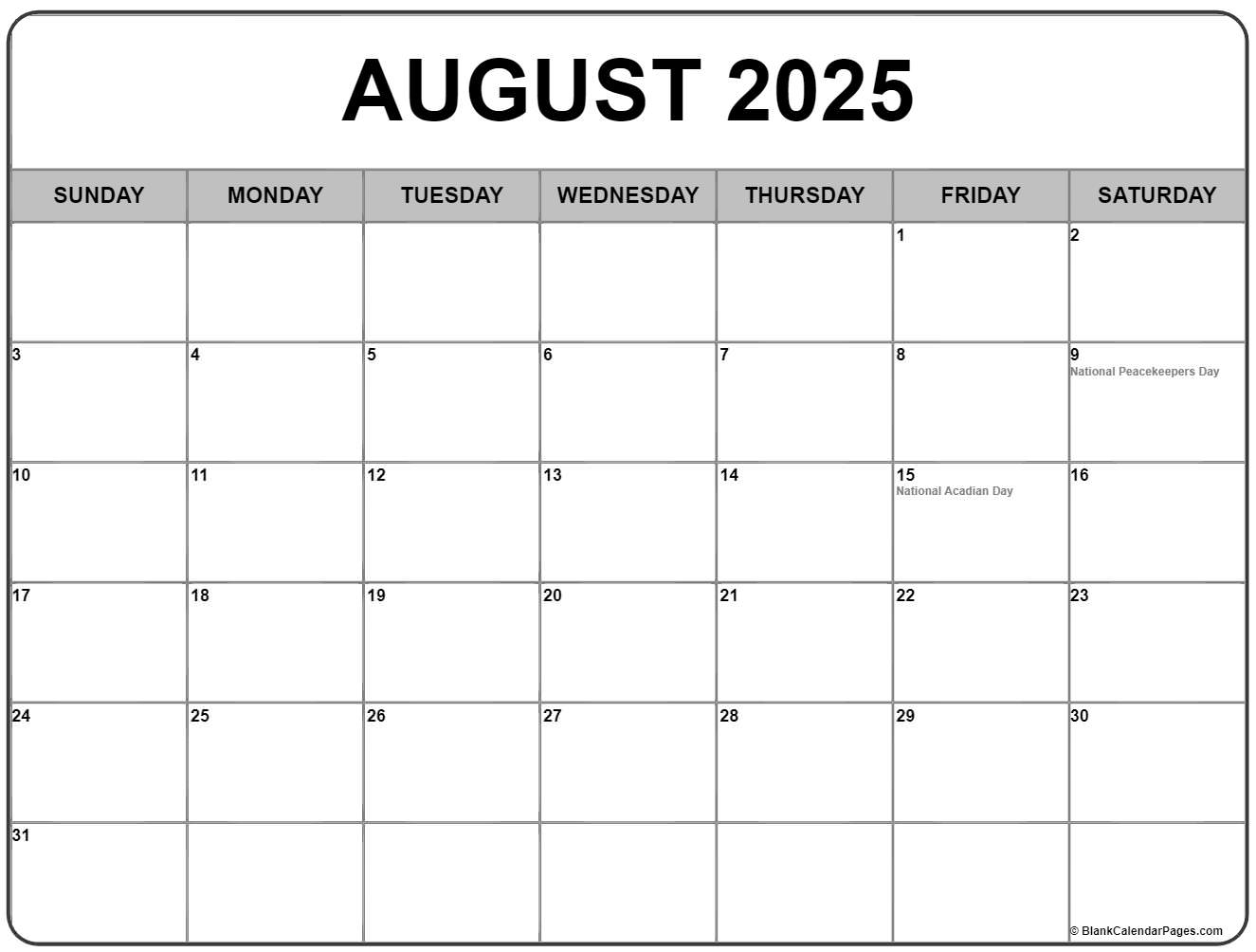 August 2023 Calendar National Days Get Calendar 2023 Update