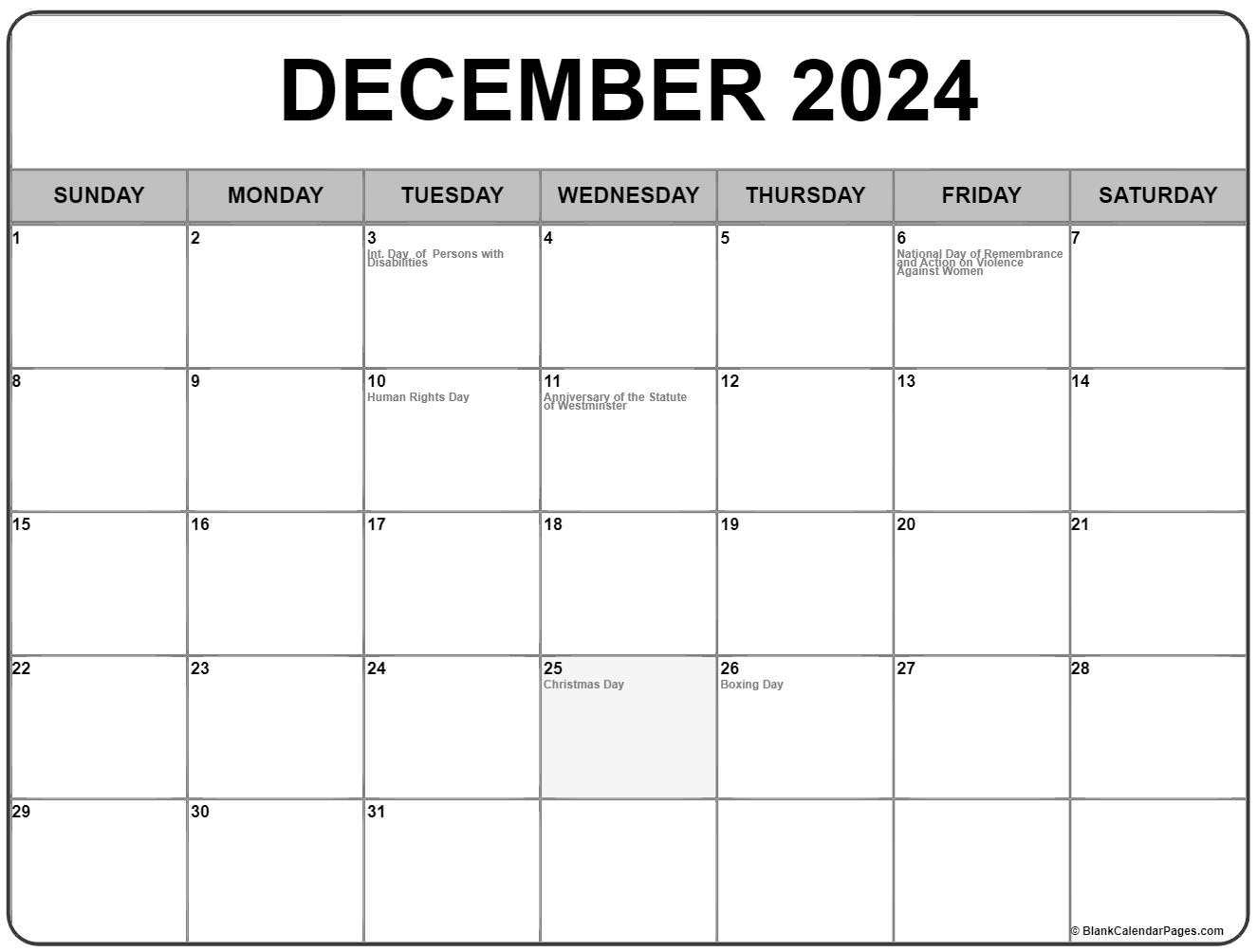 Collection Of December 2020 Calendars With Holidays