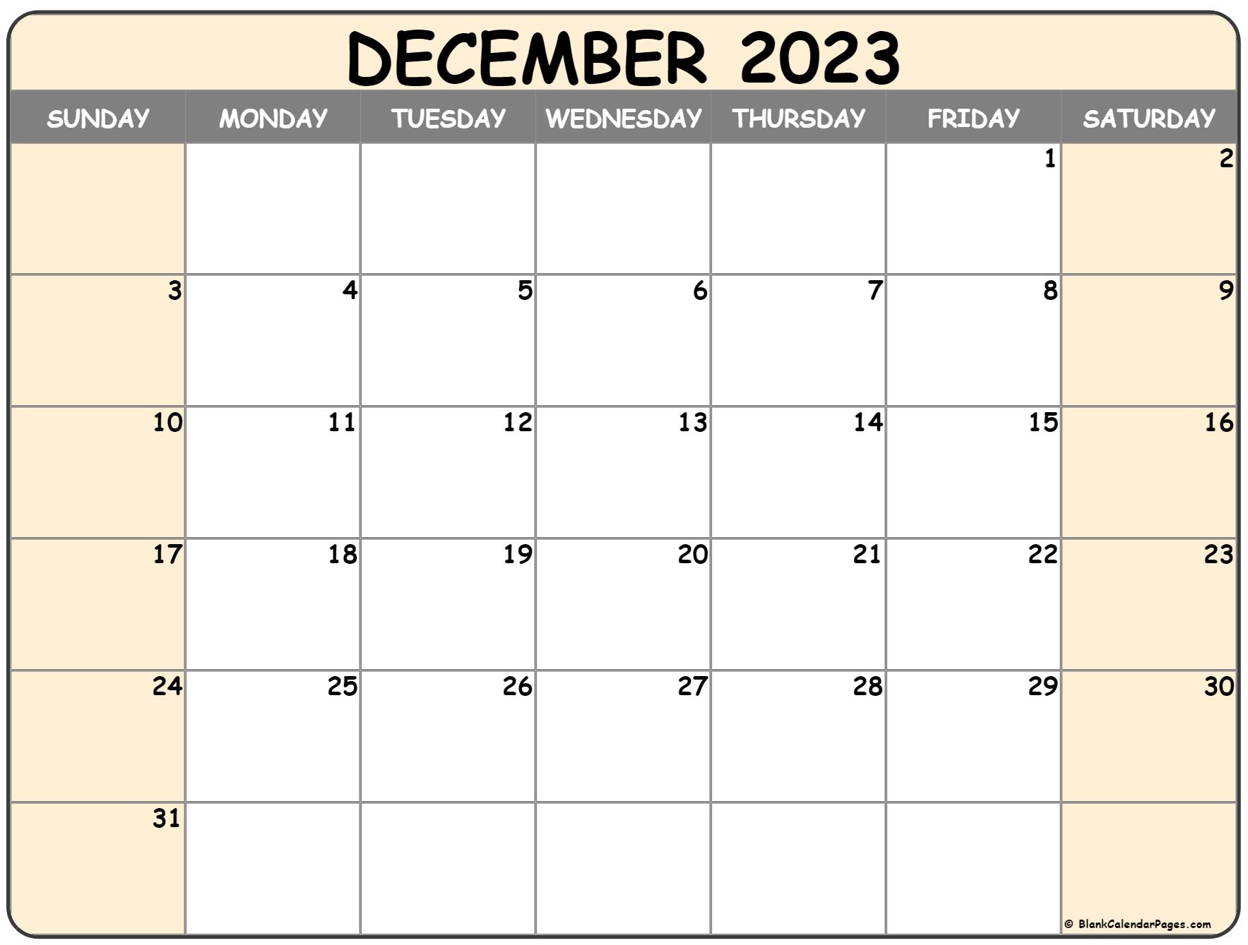 Printable Calendar December 2023