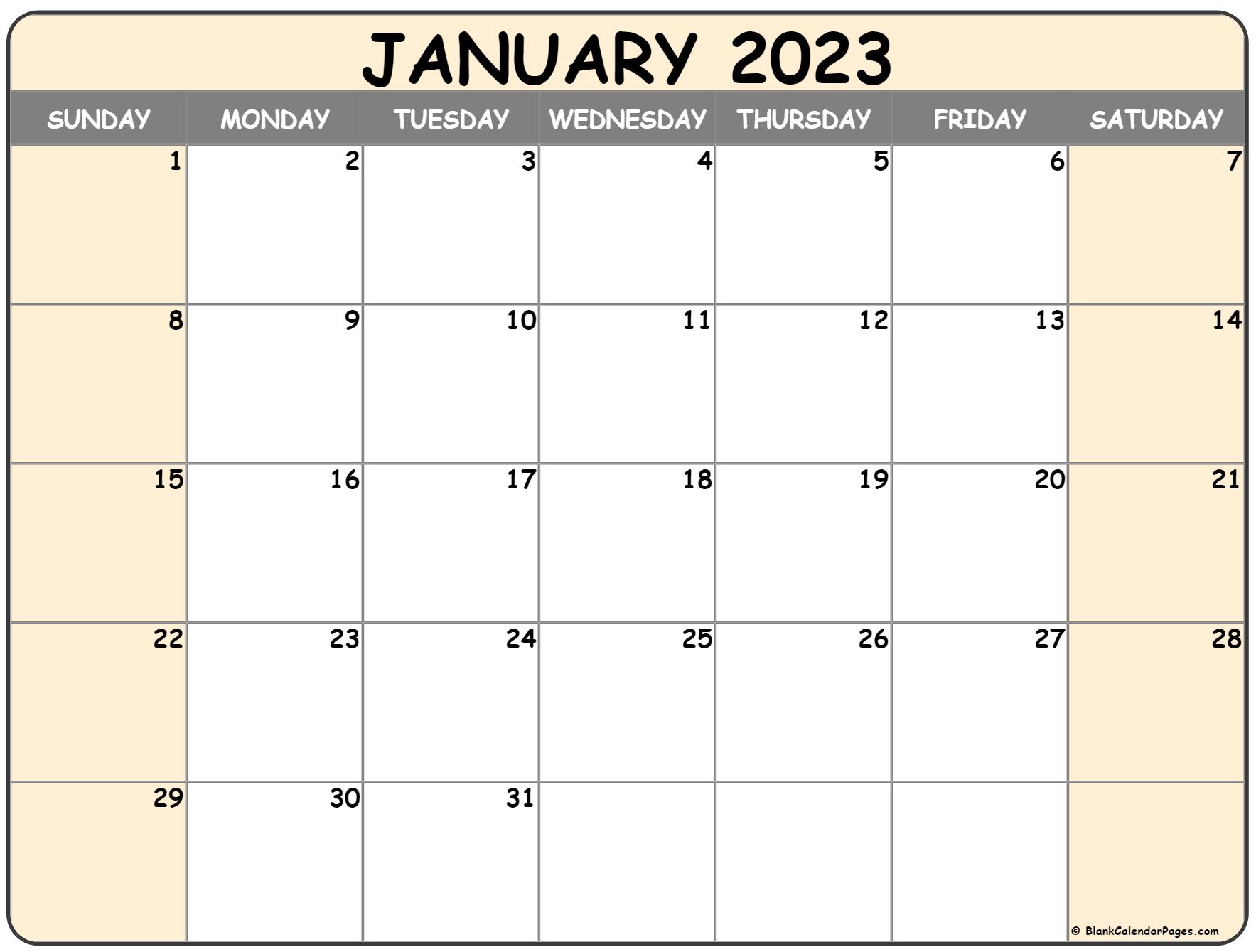 January 2023 calendar | free printable calendar