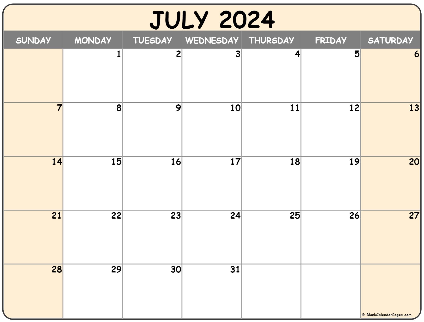 July 2022 Calendar Free Printable Calendar