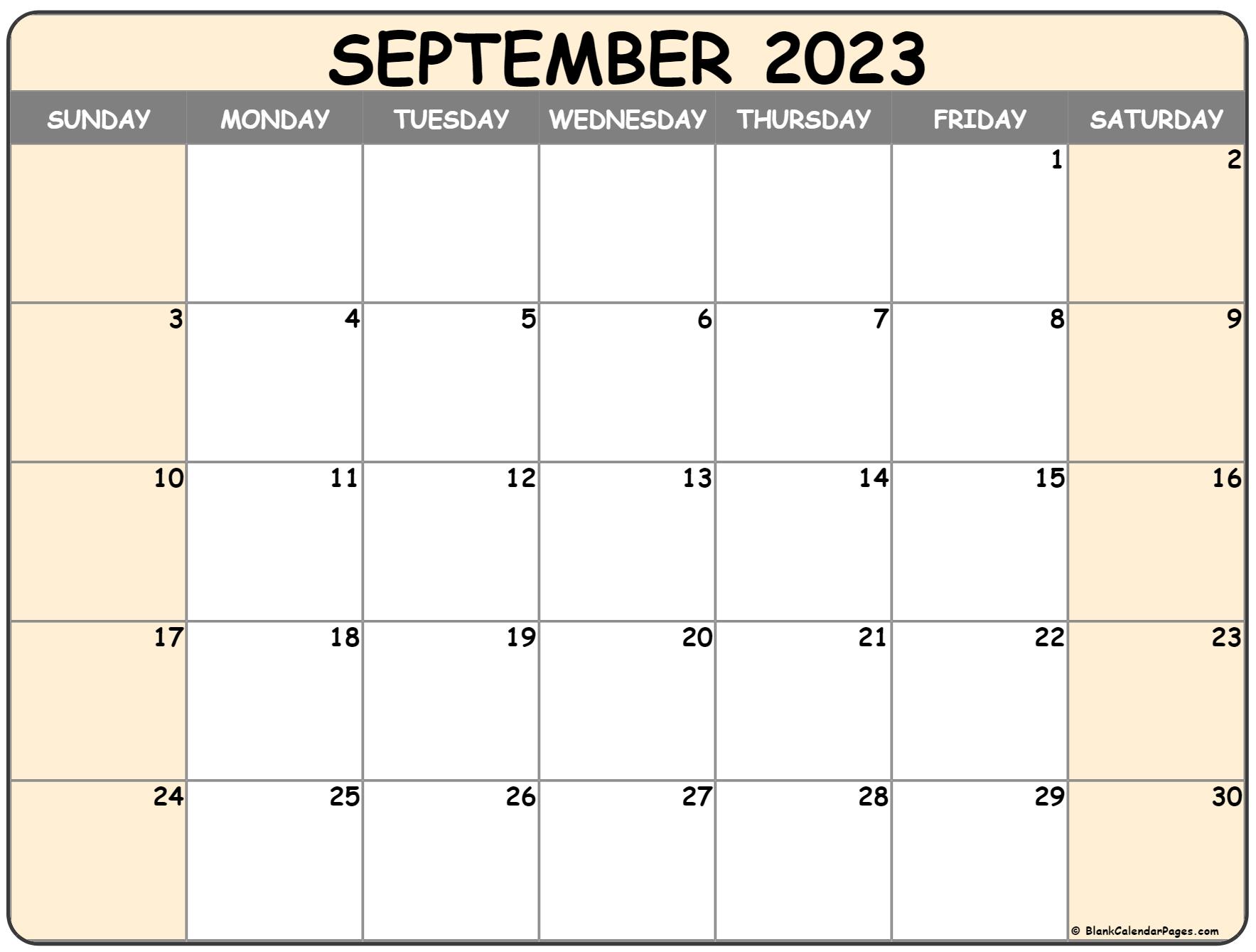 Free Printable September 2023 Calendar Template