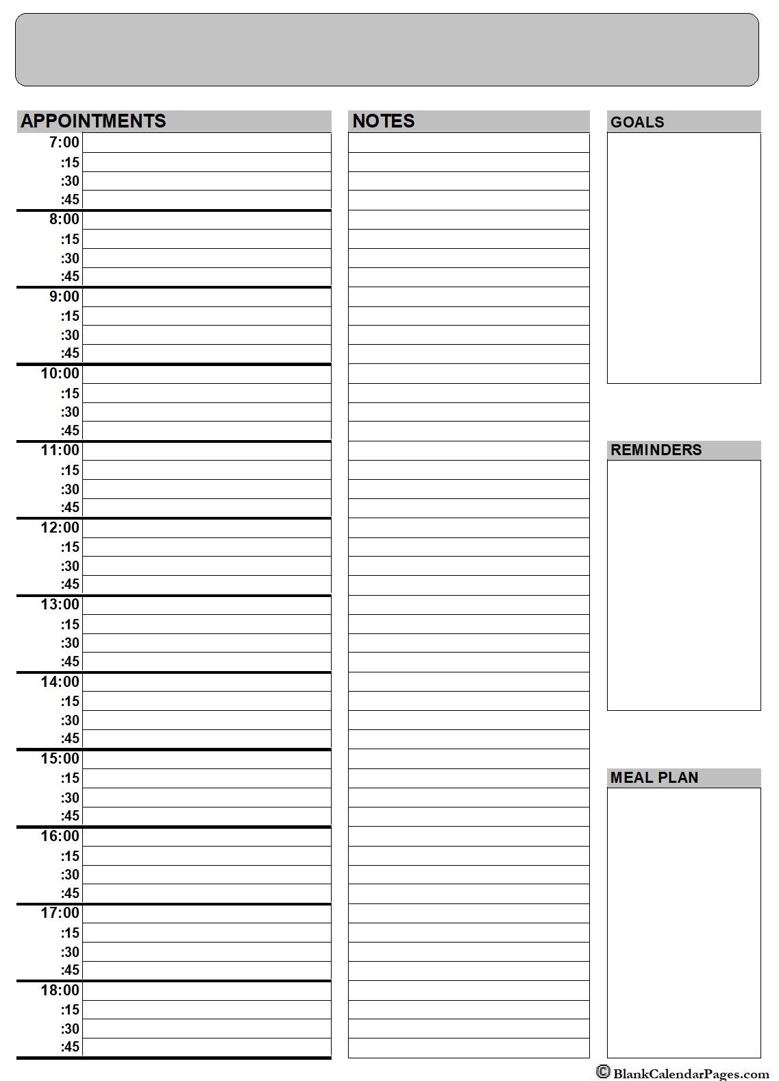 Daily Planner Template Printable from blankcalendarpages.com