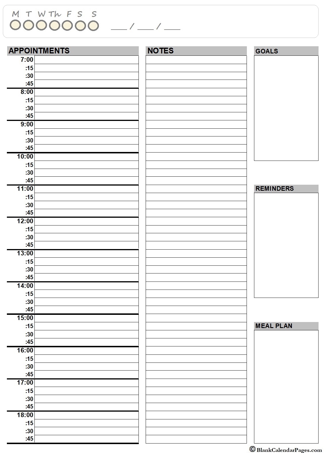 20 printable daily planner  planner templates In Printable Blank Daily Schedule Template