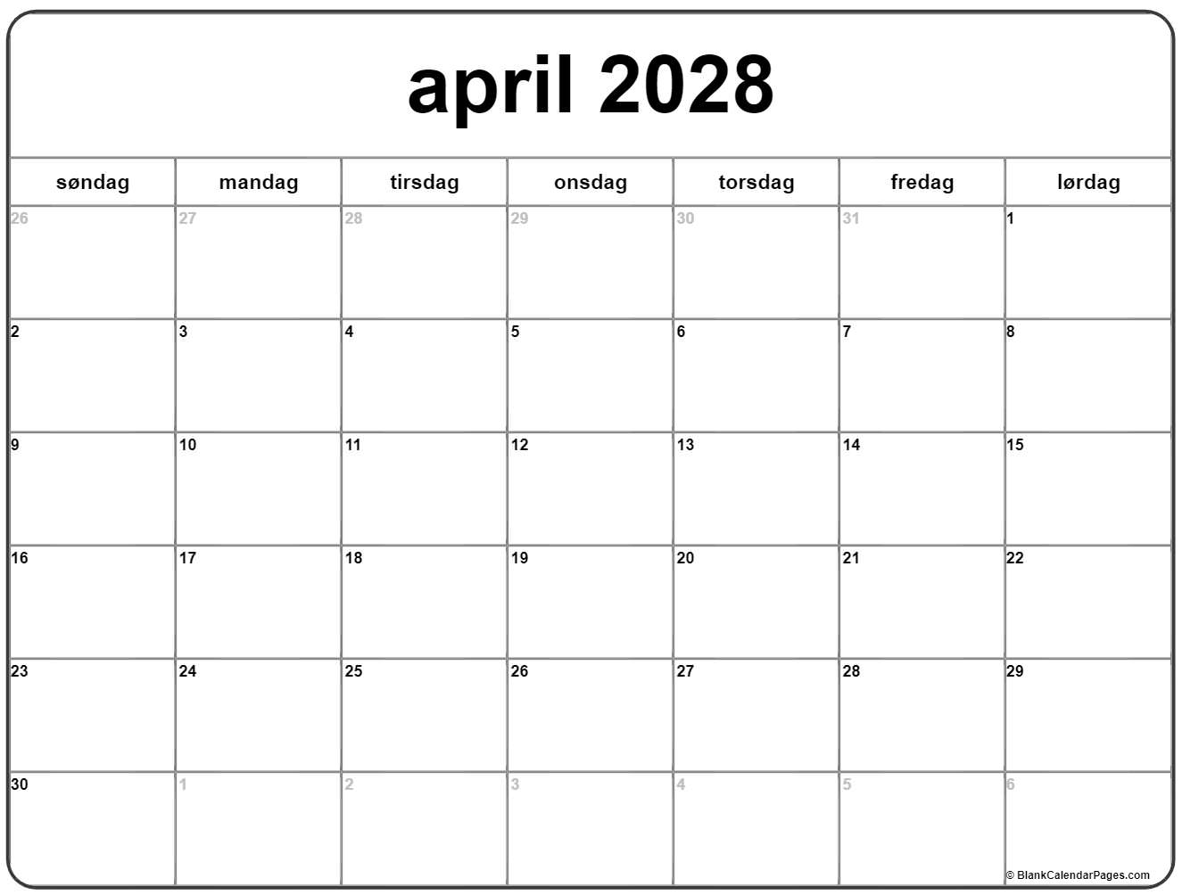 april 2028 kalender